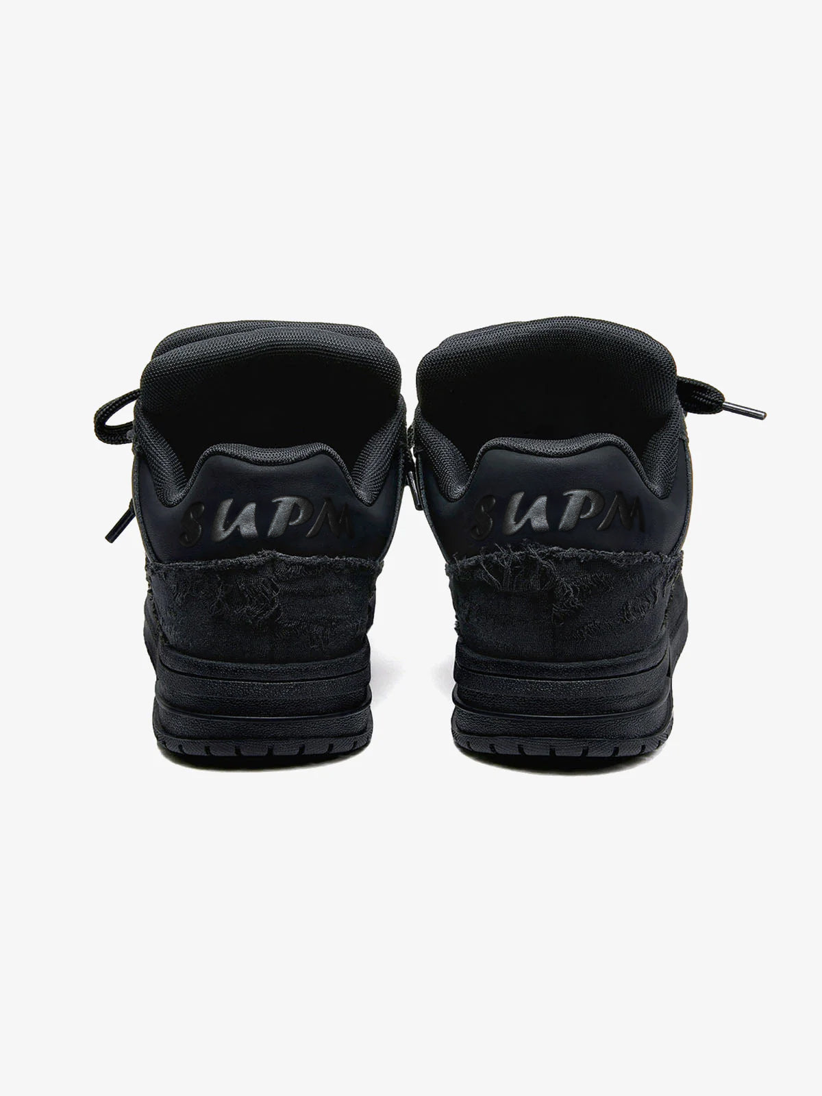 Baskets noires à lacets et détails effilochés – vue 3