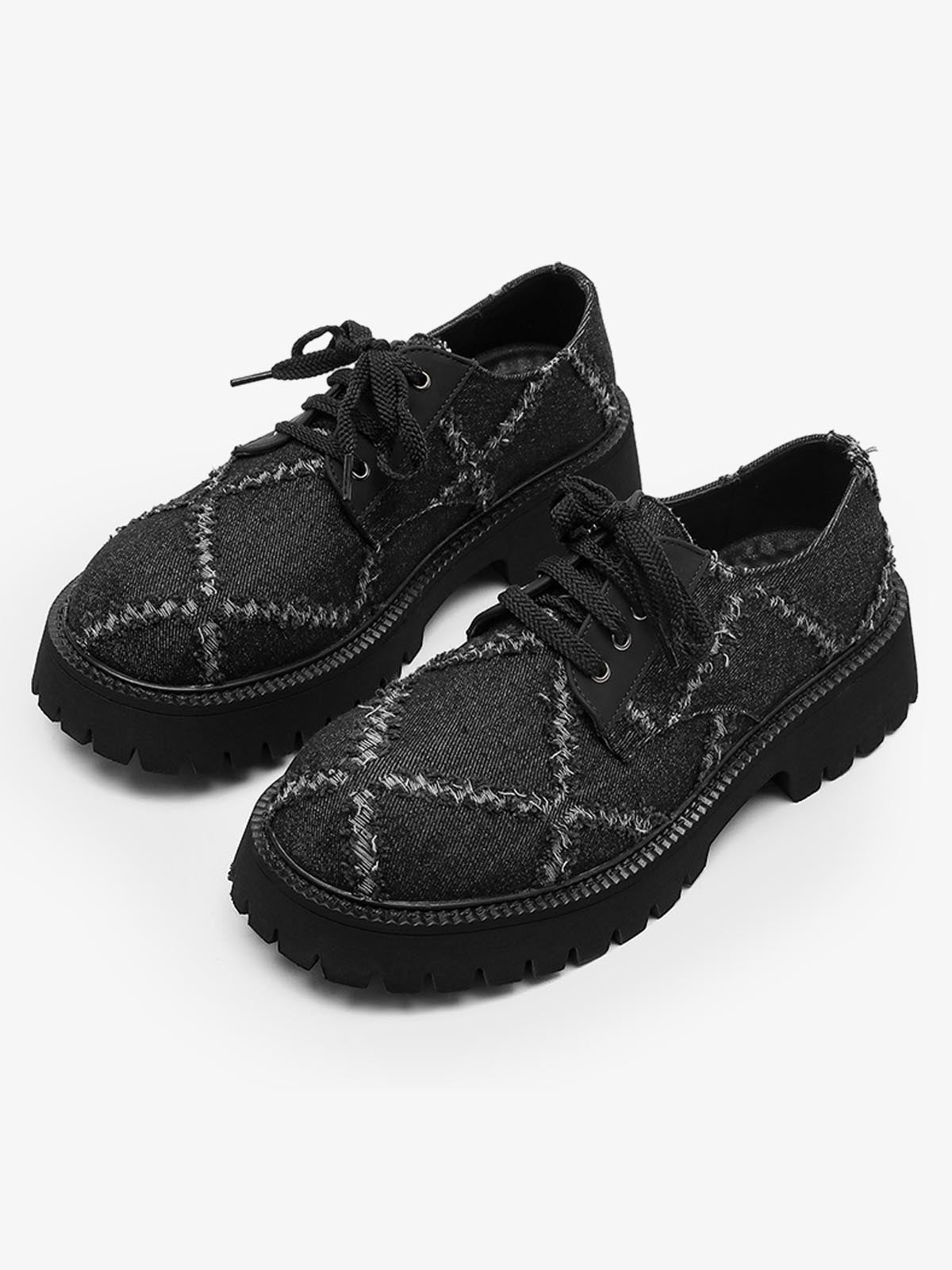 Derbies noires texturées à semelle crantée – vue 4
