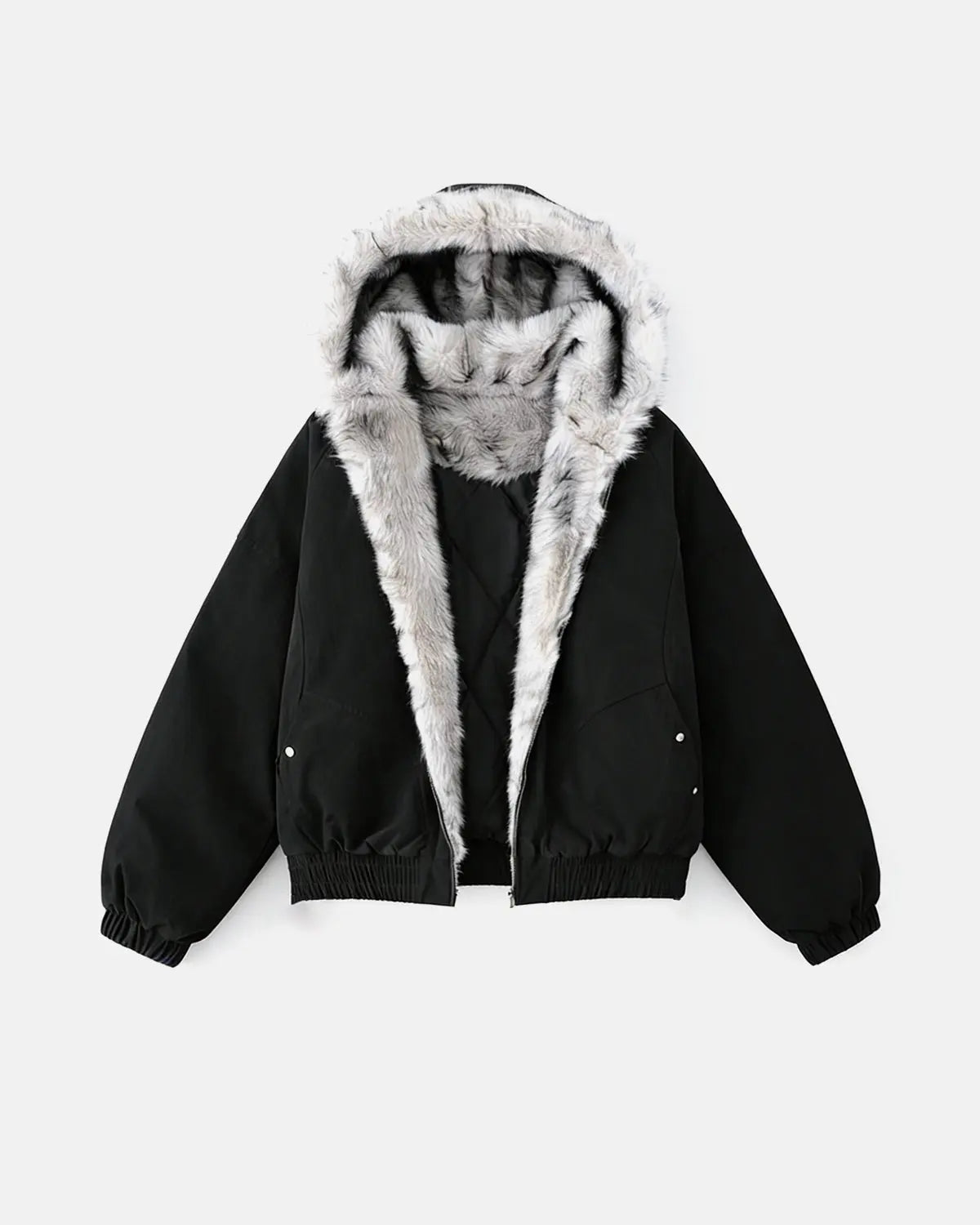 Veste bomber rembourrée à doublure fausse fourrure – vue 1