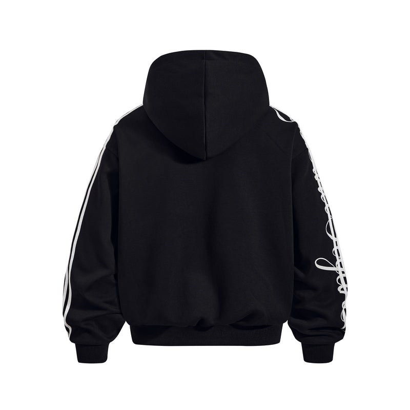 Sweat à capuche zippé à bandes et motif graphique – vue 3