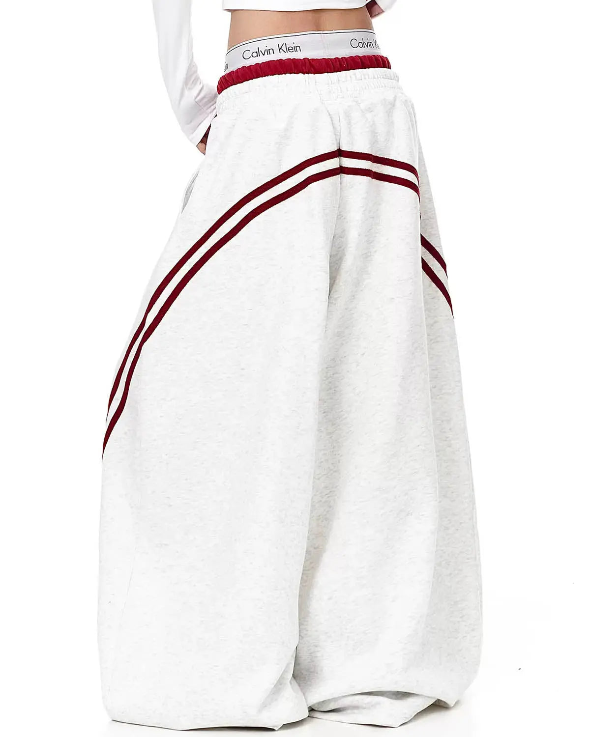 Pantalon de jogging baggy à bandes et taille contrastée – vue 6