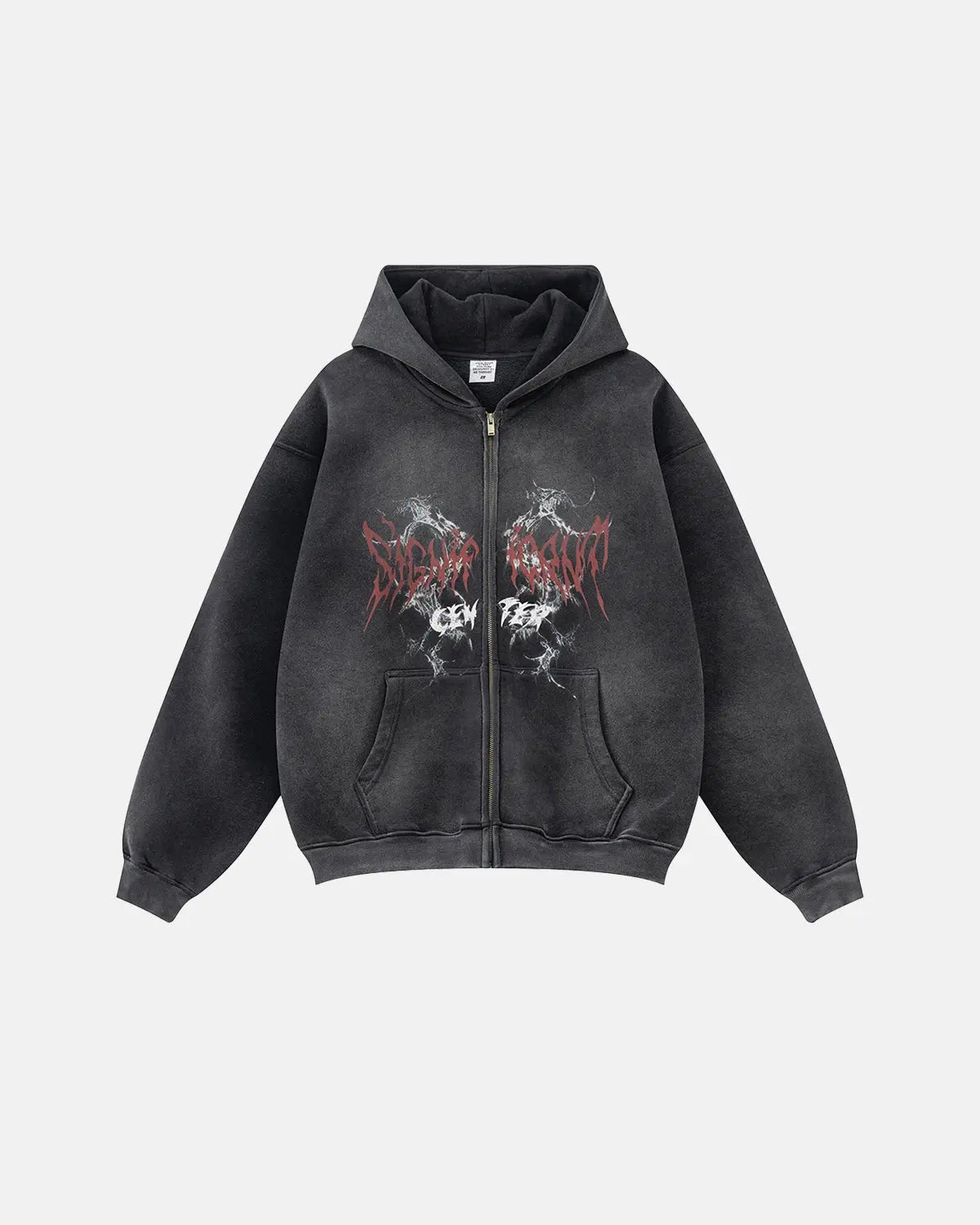 Sweat à capuche zippé à imprimé graphique délavé – vue 5