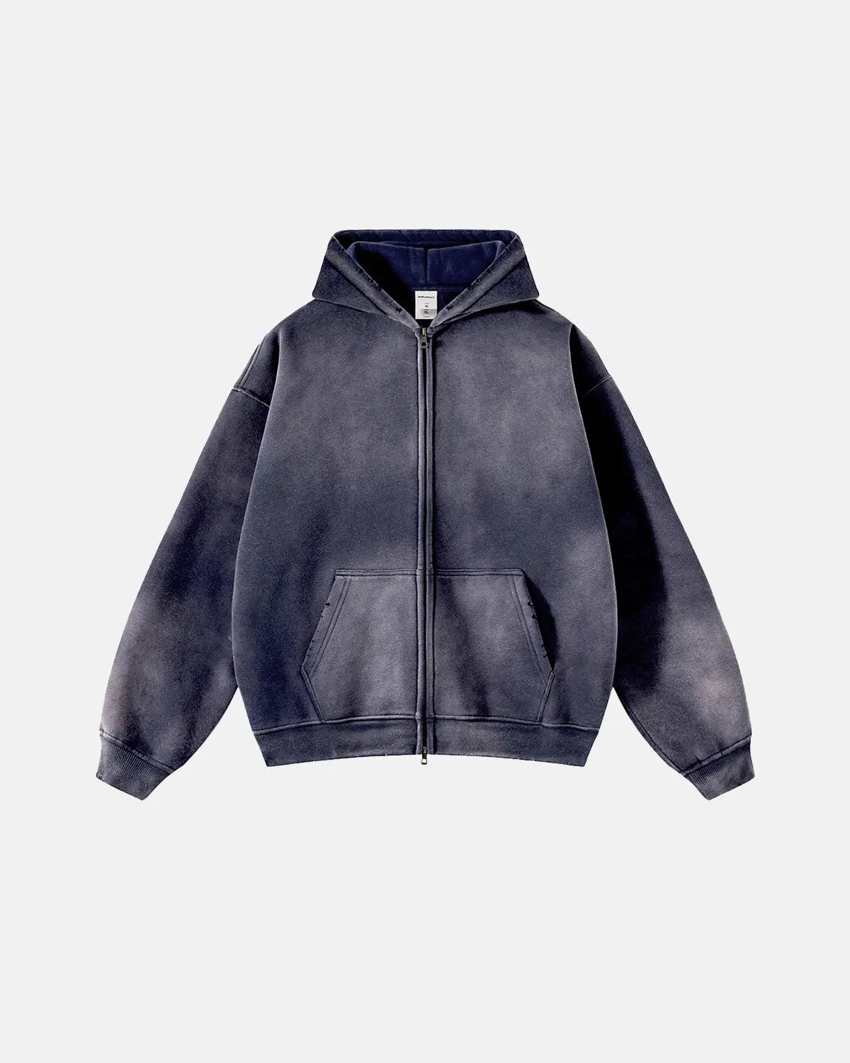 Sweat à capuche oversize délavé à double zip – vue 1