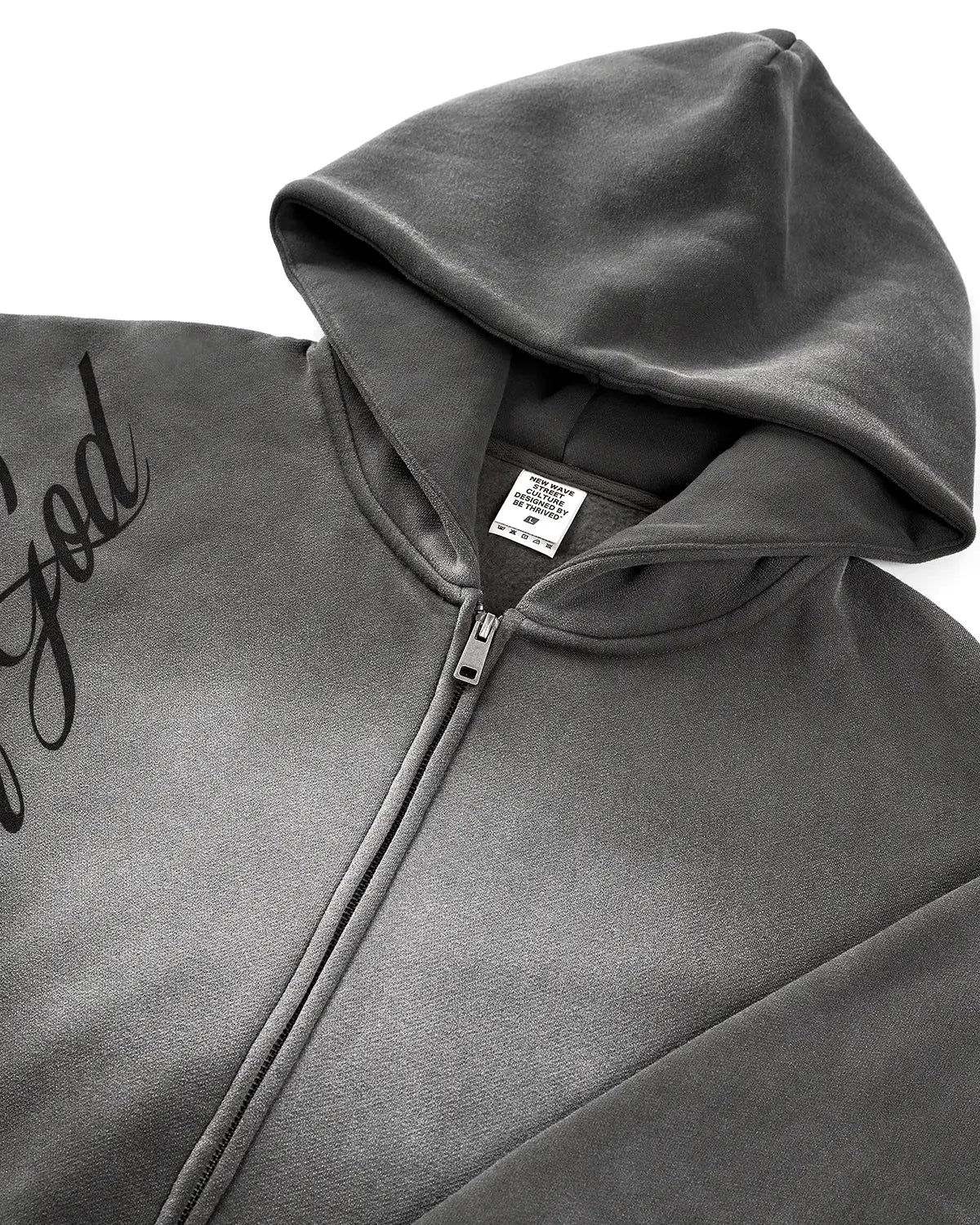 Sweat à capuche zippé délavé à motif latéral – vue 7