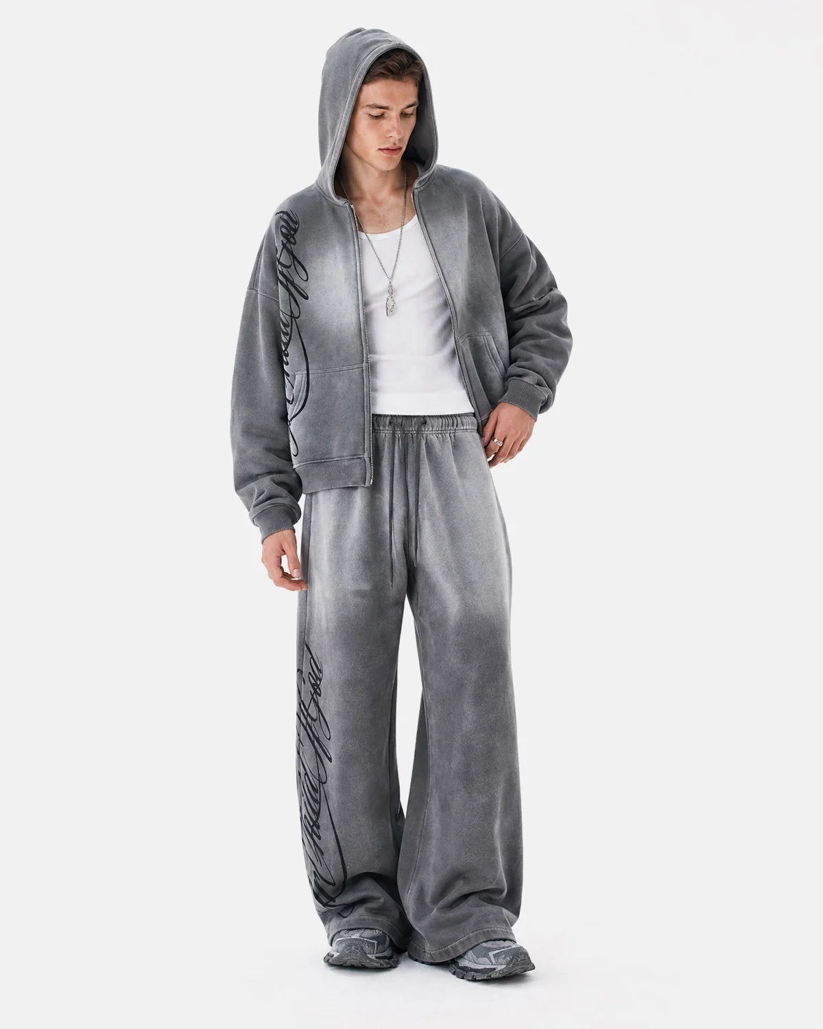 Pantalon de jogging large délavé à motif latéral – vue 3