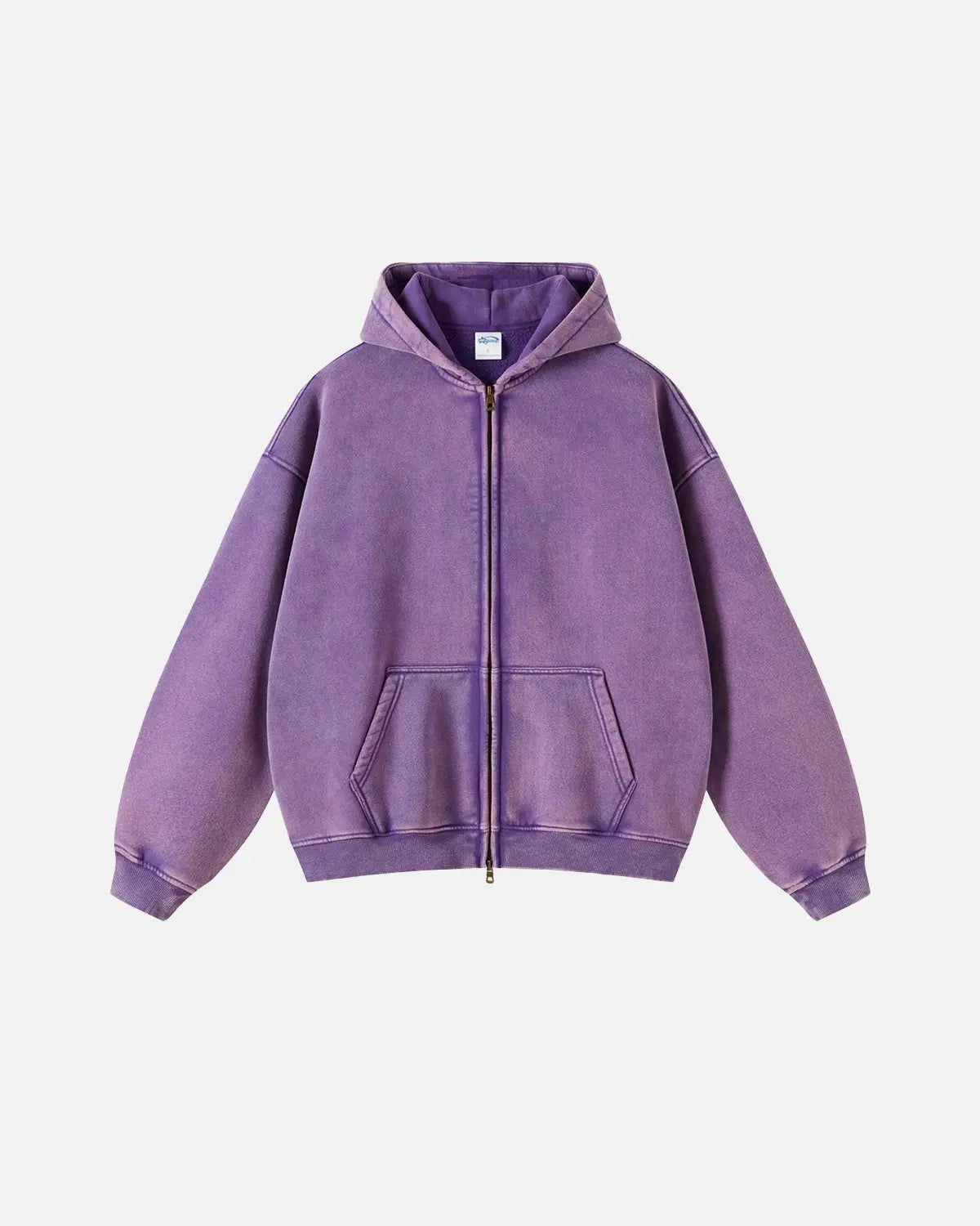 Sweat à capuche zippé délavé à finitions usées – vue 11