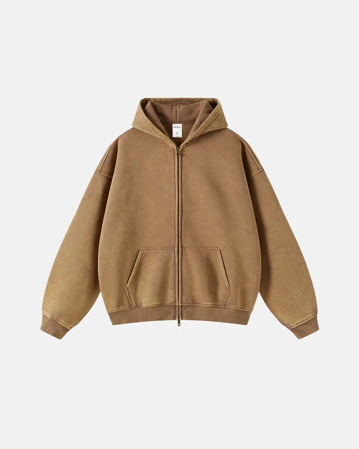 Sweat à capuche zippé délavé à finitions usées – vue 17