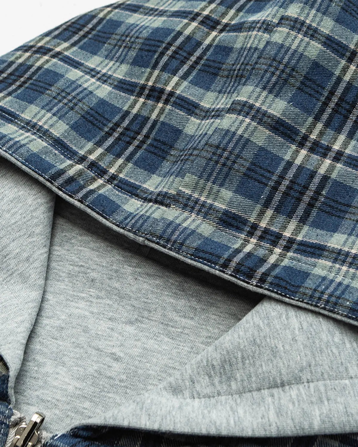 Sweat zippé réversible gris et à carreaux – vue 8