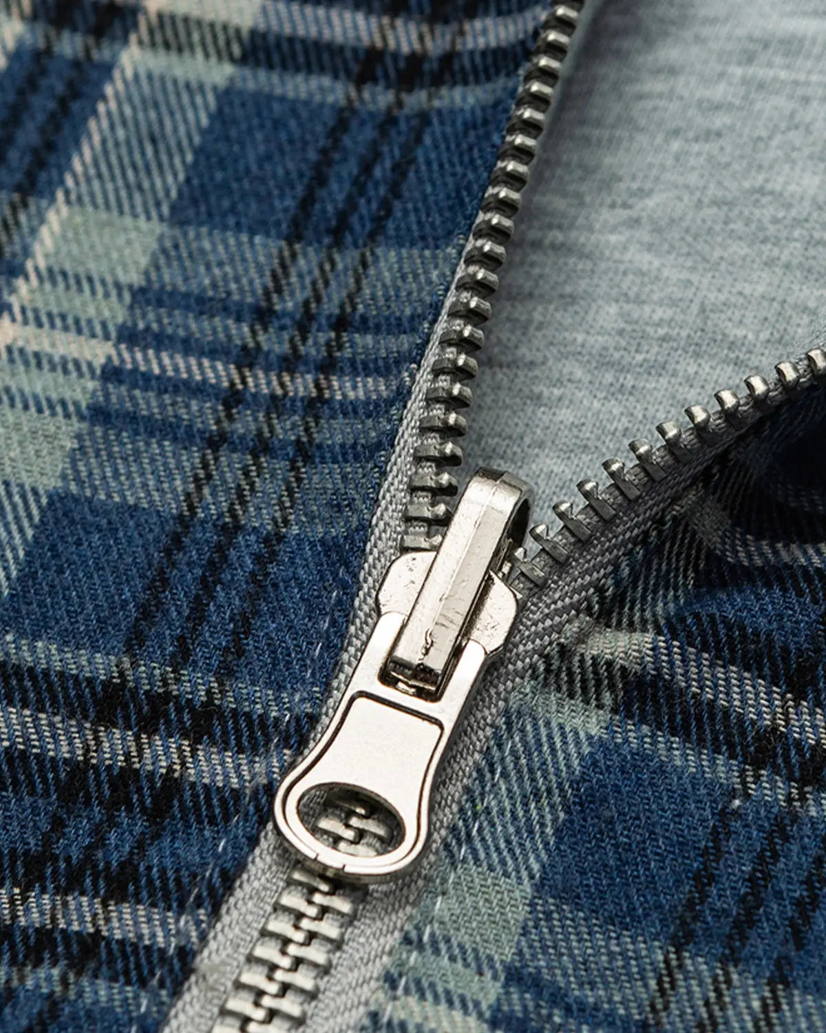 Sweat zippé réversible gris et à carreaux – vue 9