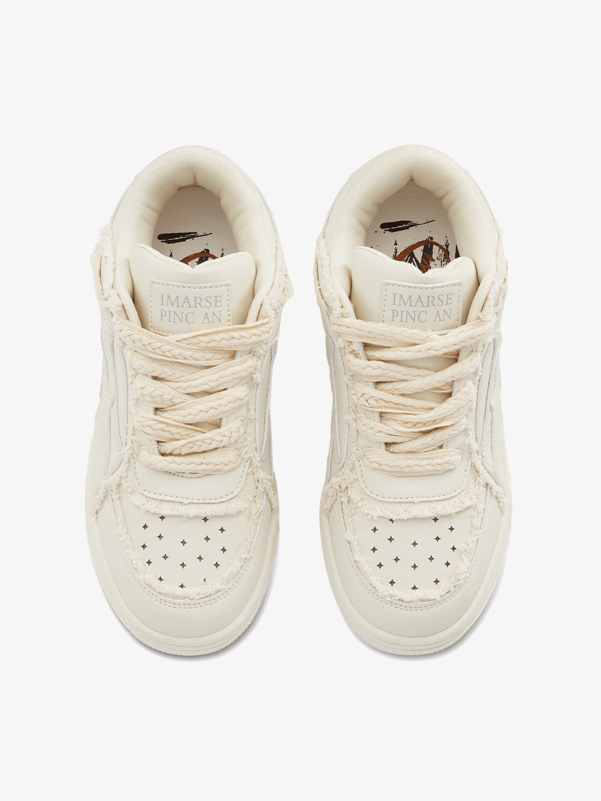 Baskets basses blanc crème à empiècements texturés – vue 7