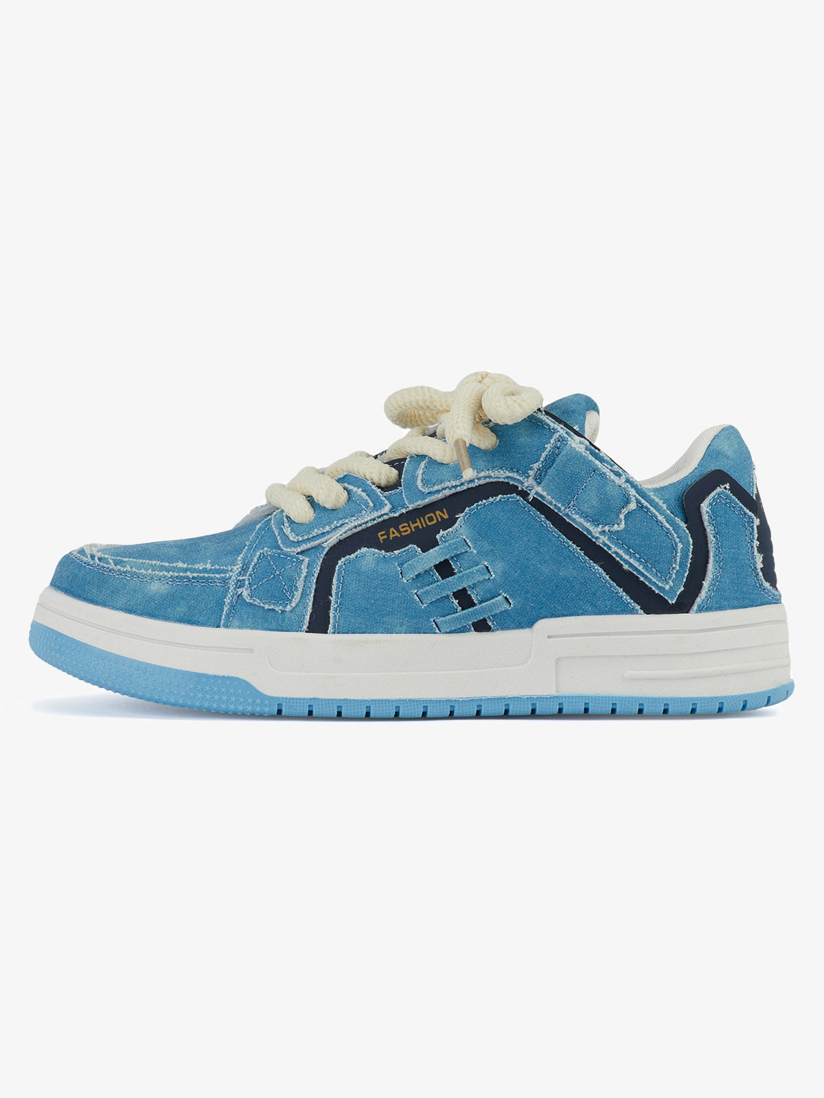Baskets bleues en denim à finitions effilochées – vue 2