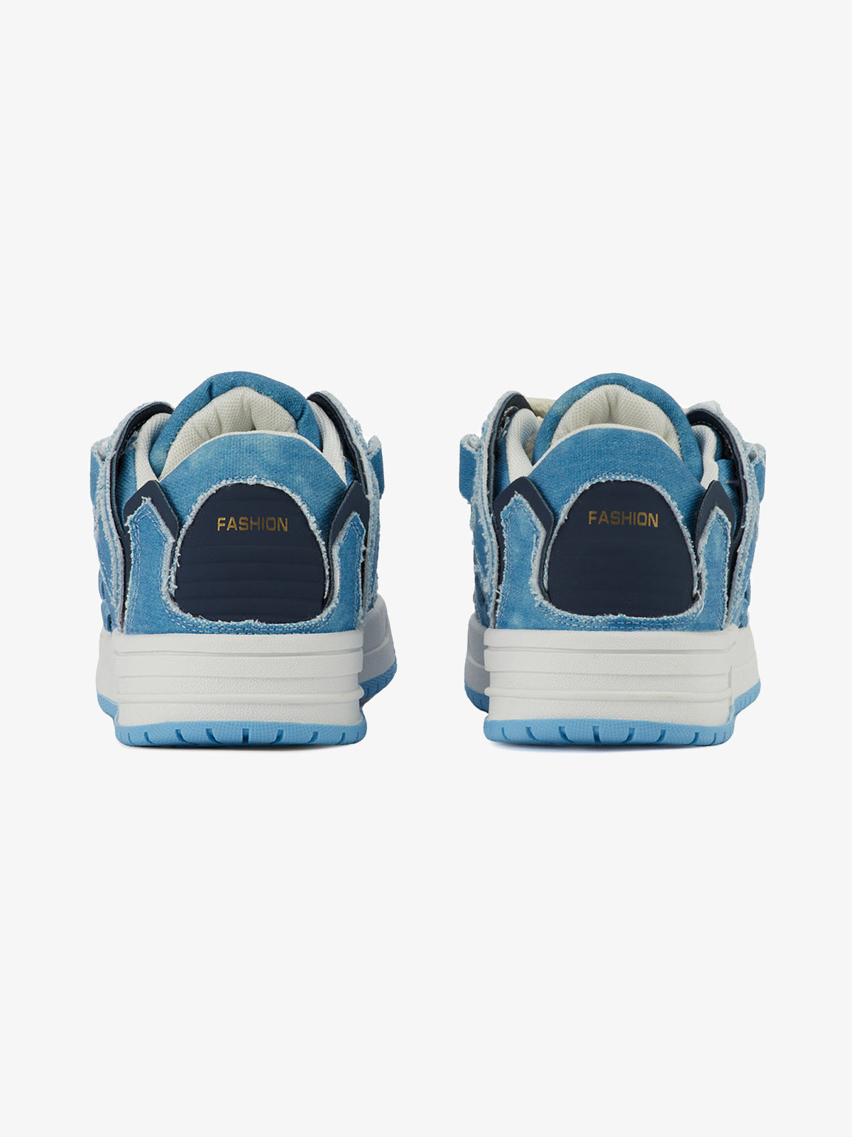 Baskets bleues en denim à finitions effilochées – vue 4