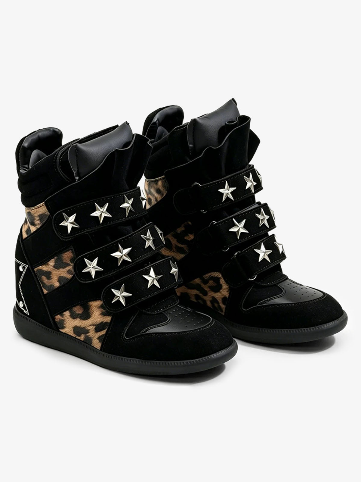 Baskets montantes léopard à brides étoilées – vue 5
