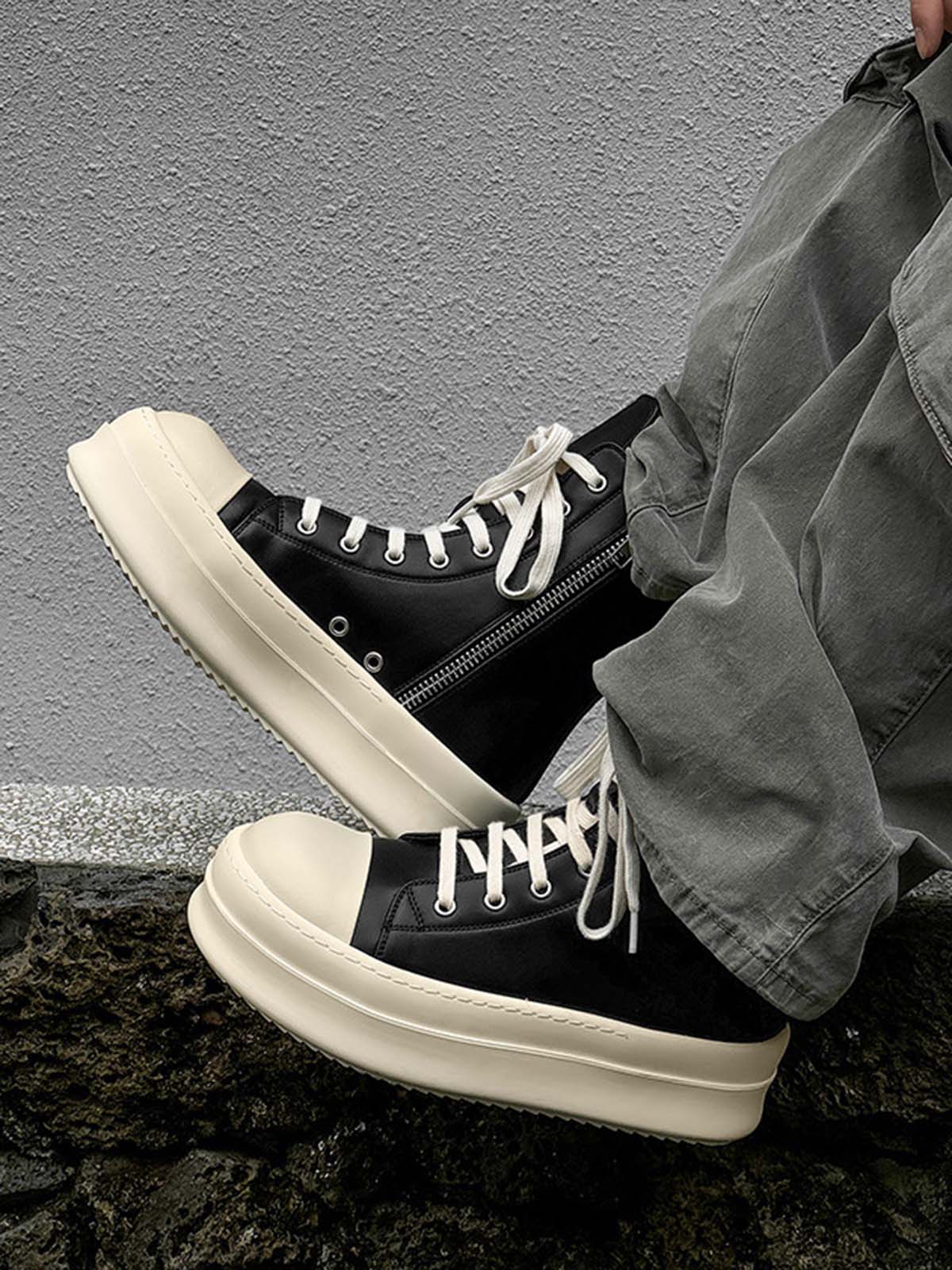 Baskets montantes noires à plateforme et zip – vue 5