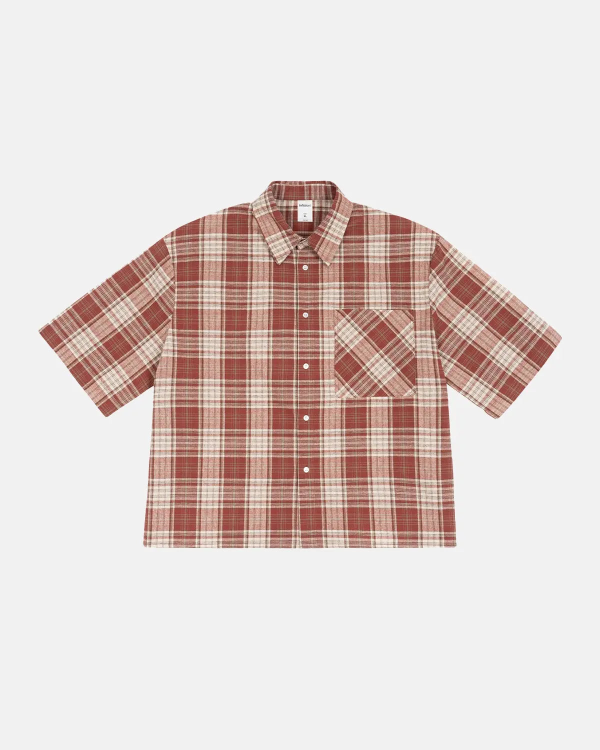 Chemise à carreaux manches courtes coupe boxy – vue 1