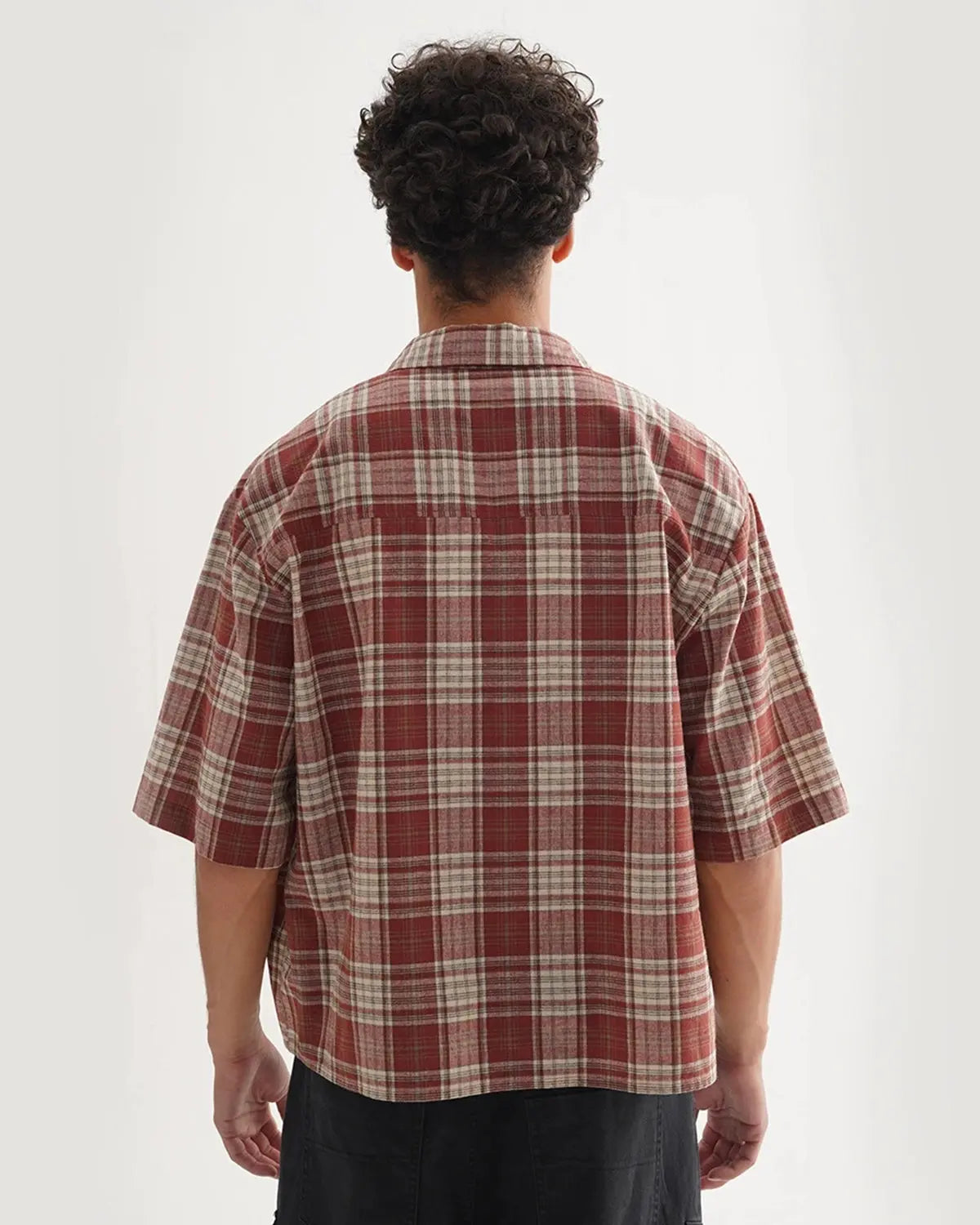 Chemise à carreaux manches courtes coupe boxy – vue 4