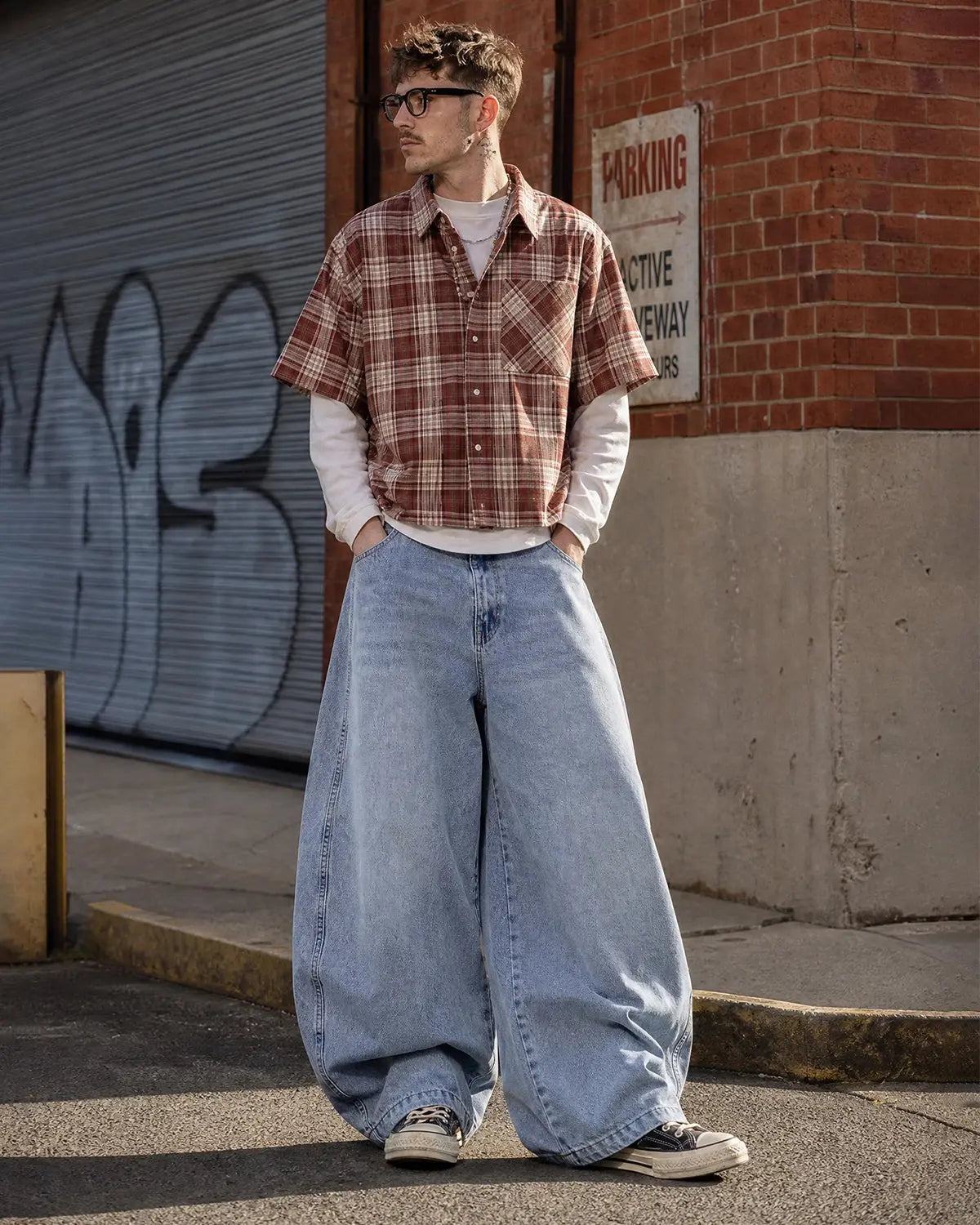 Chemise à carreaux manches courtes coupe boxy – vue 8