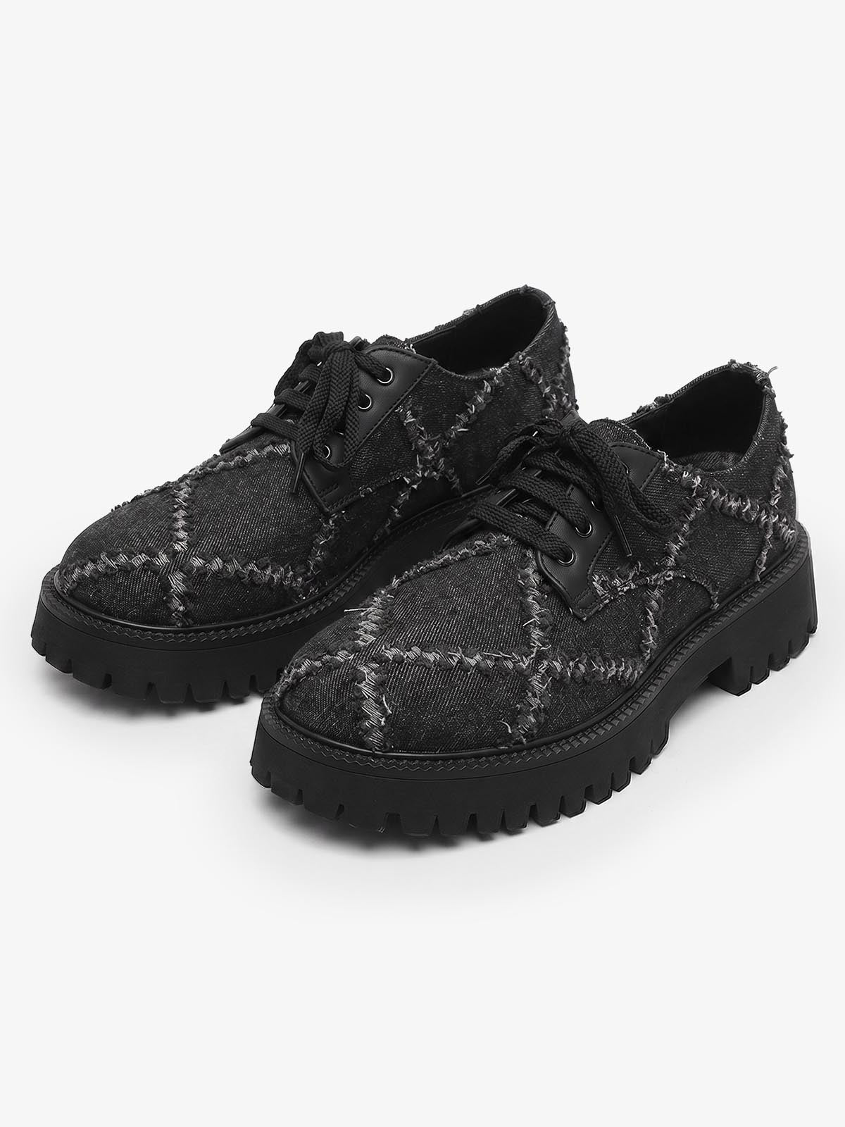 Derbies noires texturées à semelle crantée – vue 1