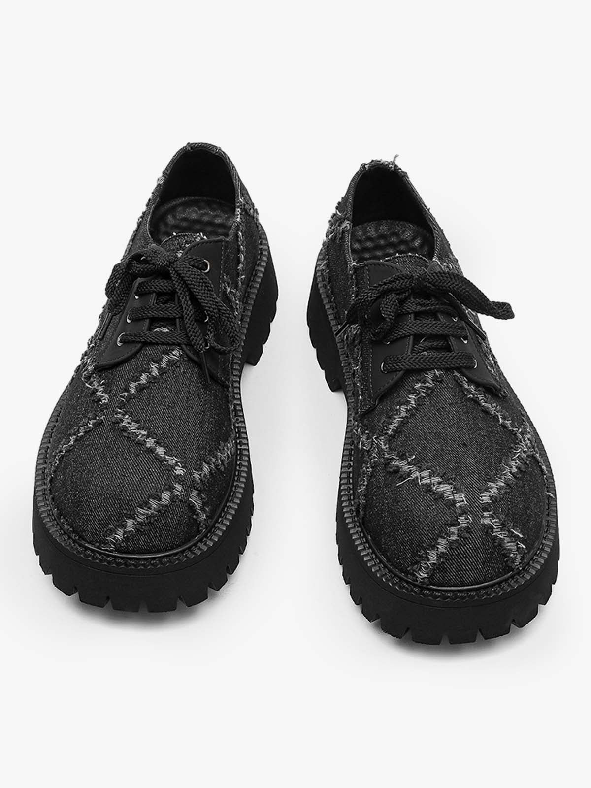 Derbies noires texturées à semelle crantée – vue 5