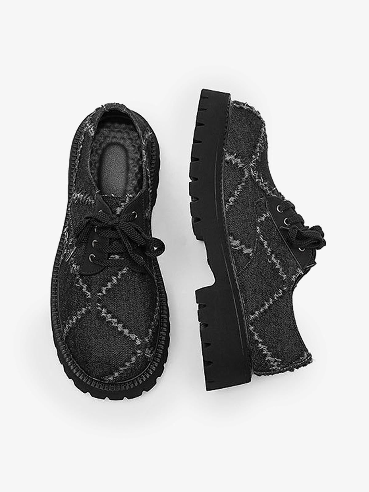 Derbies noires texturées à semelle crantée – vue 6