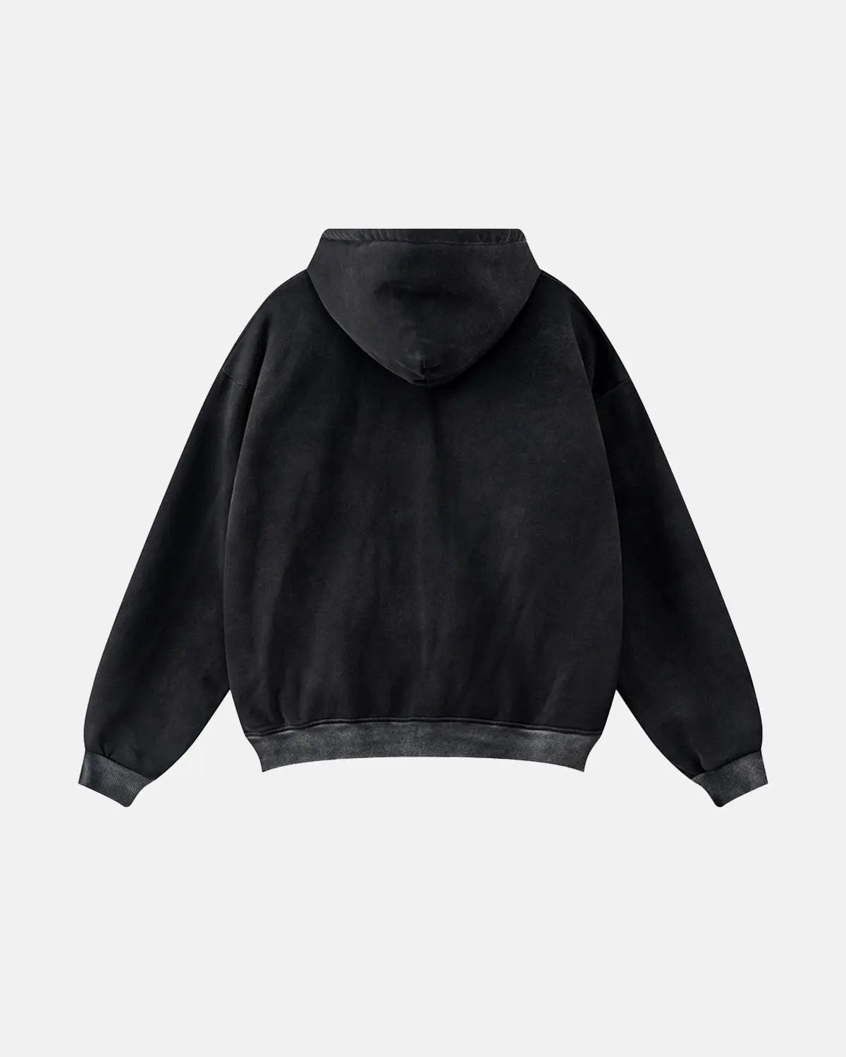 Sweat à capuche zippé noir délavé à bandes – vue 3