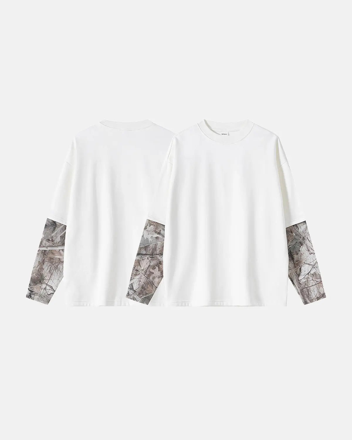 T-shirt oversize à manches camouflage effet superposé – vue 7