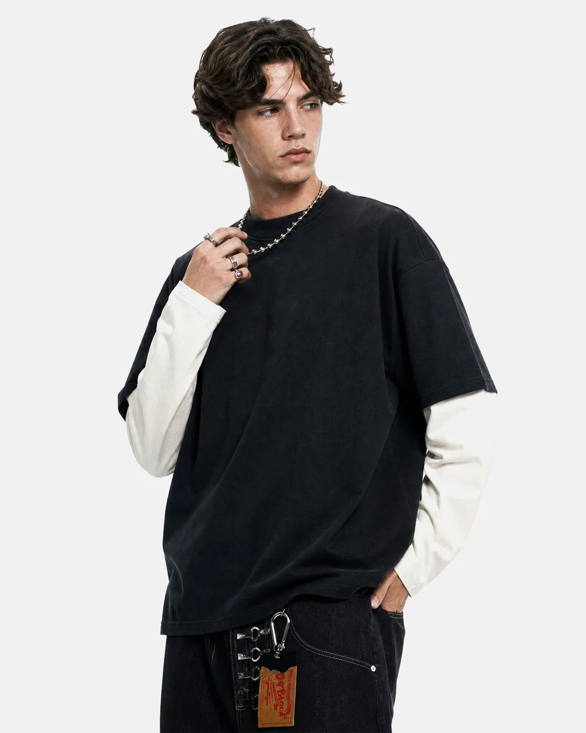T-shirt oversize à manches longues contrastées – vue 2