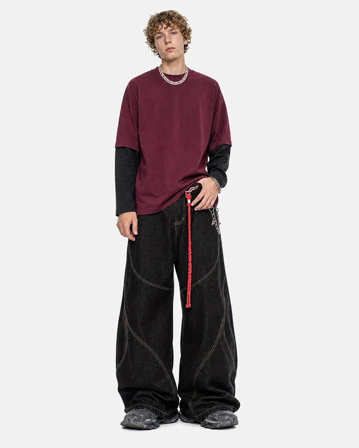 T-shirt oversize à manches longues contrastées – vue 3