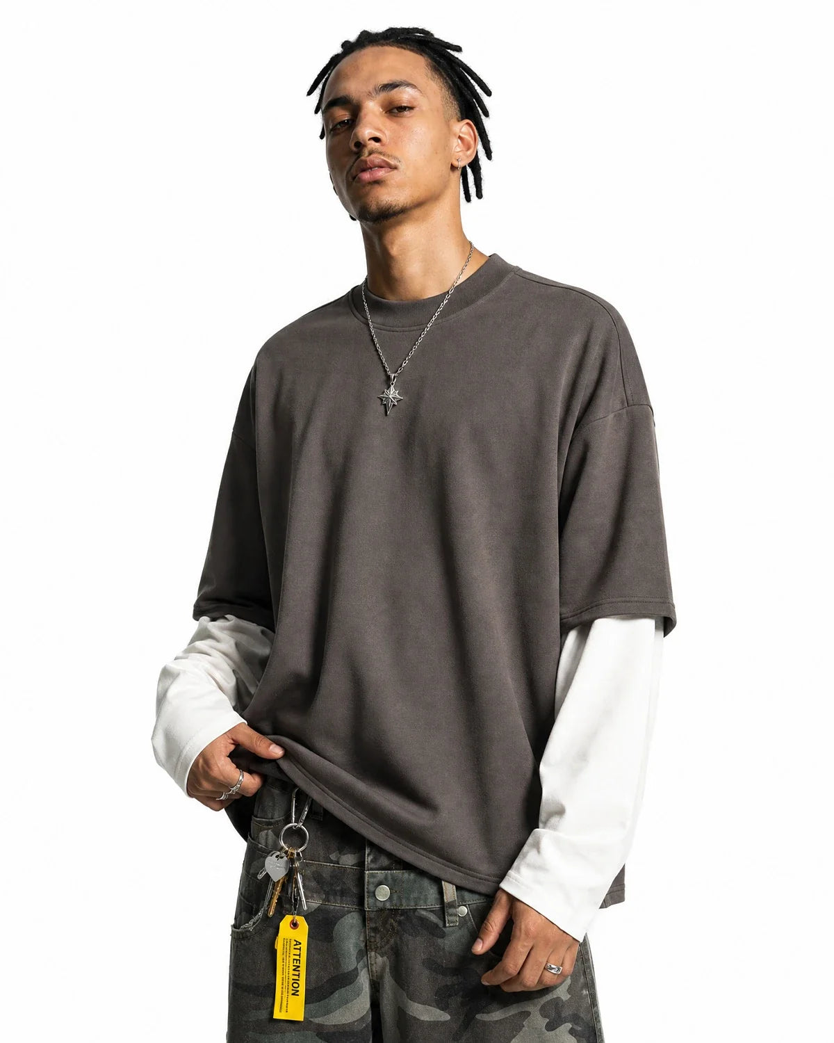 T-shirt oversize à manches longues contrastées – vue 5