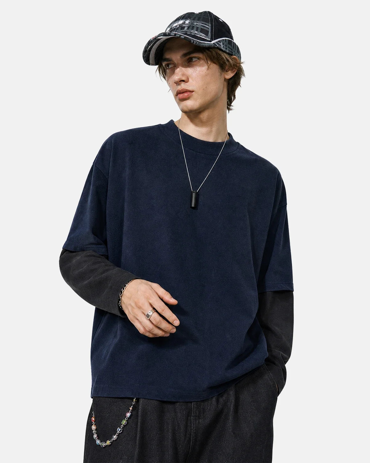 T-shirt oversize à manches longues contrastées – vue 7