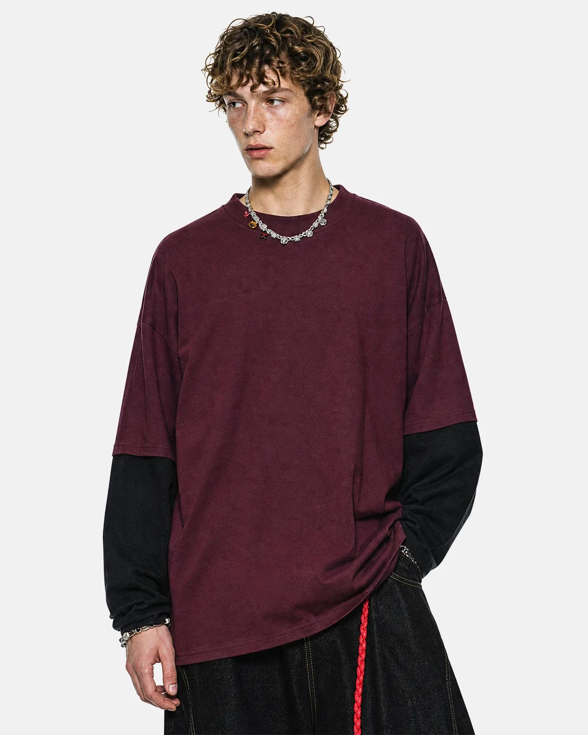 T-shirt oversize à manches longues contrastées – vue 8