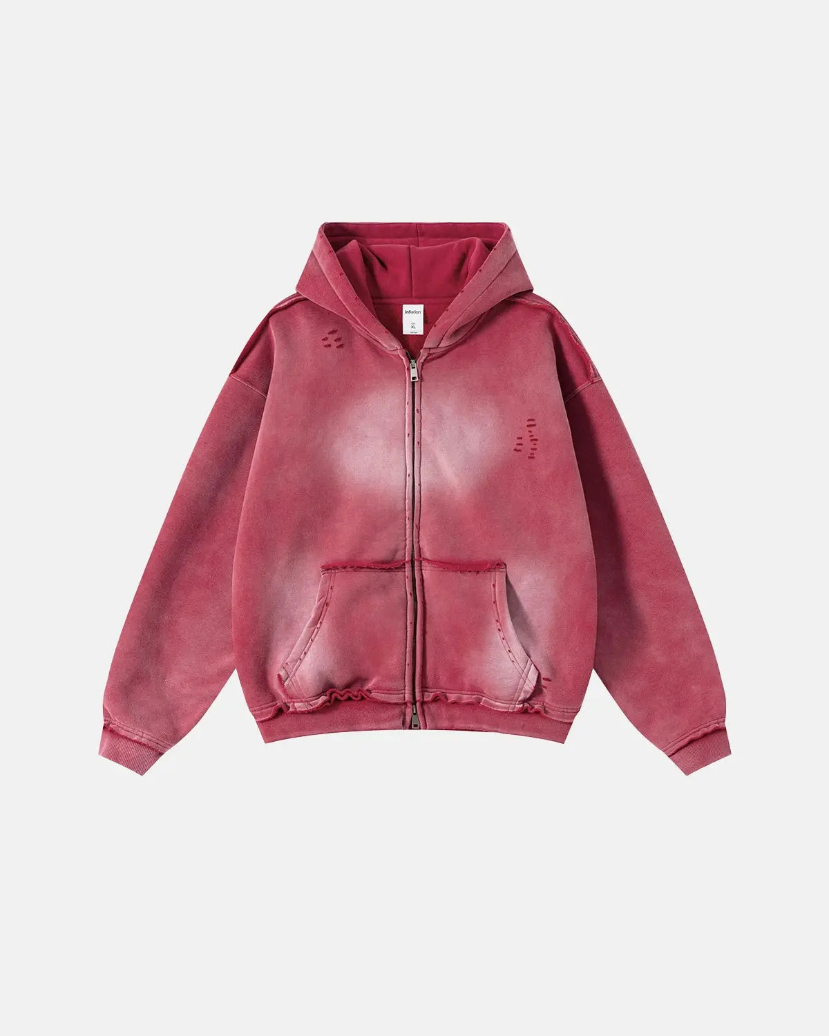 Sweat à capuche oversize zippé délavé et effet usé – vue 7