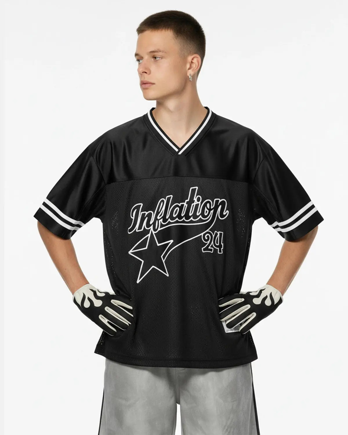 Maillot en mesh à col V et imprimé graphique – vue 3