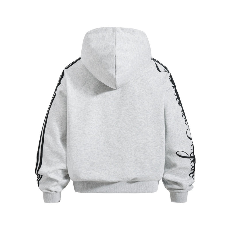 Sweat à capuche zippé à bandes et motif graphique – vue 6