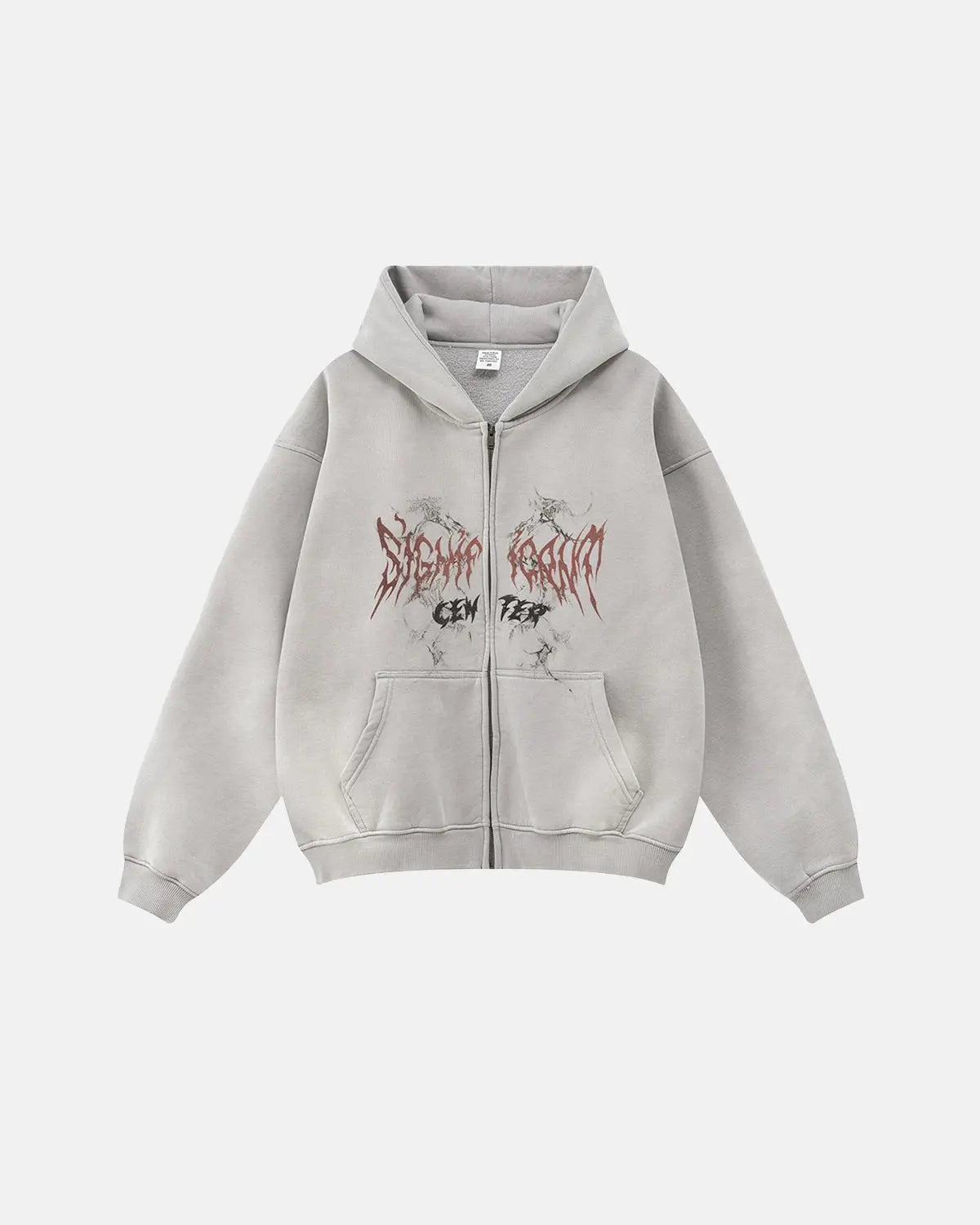 Sweat à capuche zippé à imprimé graphique délavé – vue 1