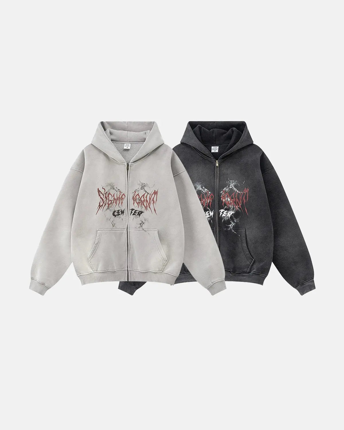 Sweat à capuche zippé à imprimé graphique délavé – vue 8