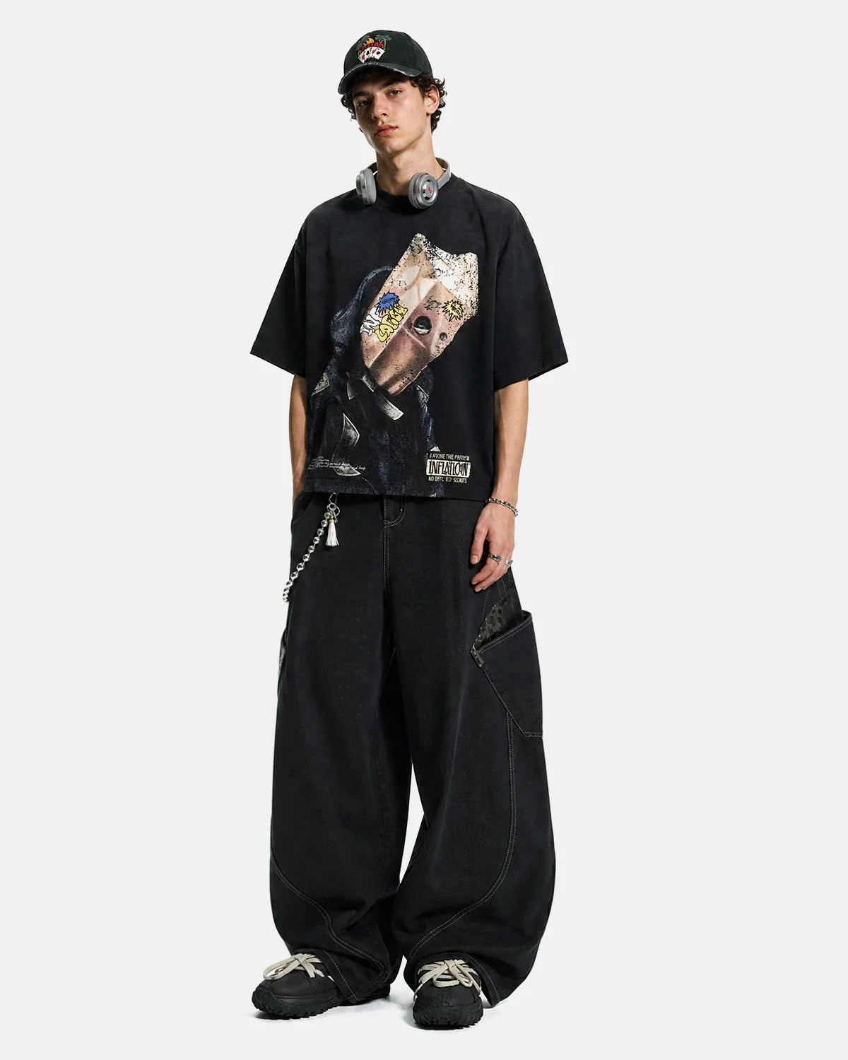 T-shirt oversize boxy en coton à imprimé graphique – vue 3