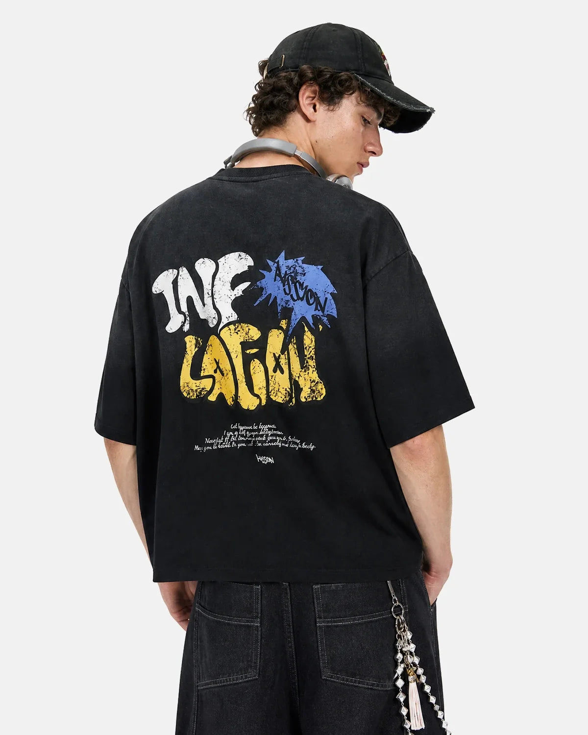 T-shirt oversize boxy en coton à imprimé graphique – vue 4