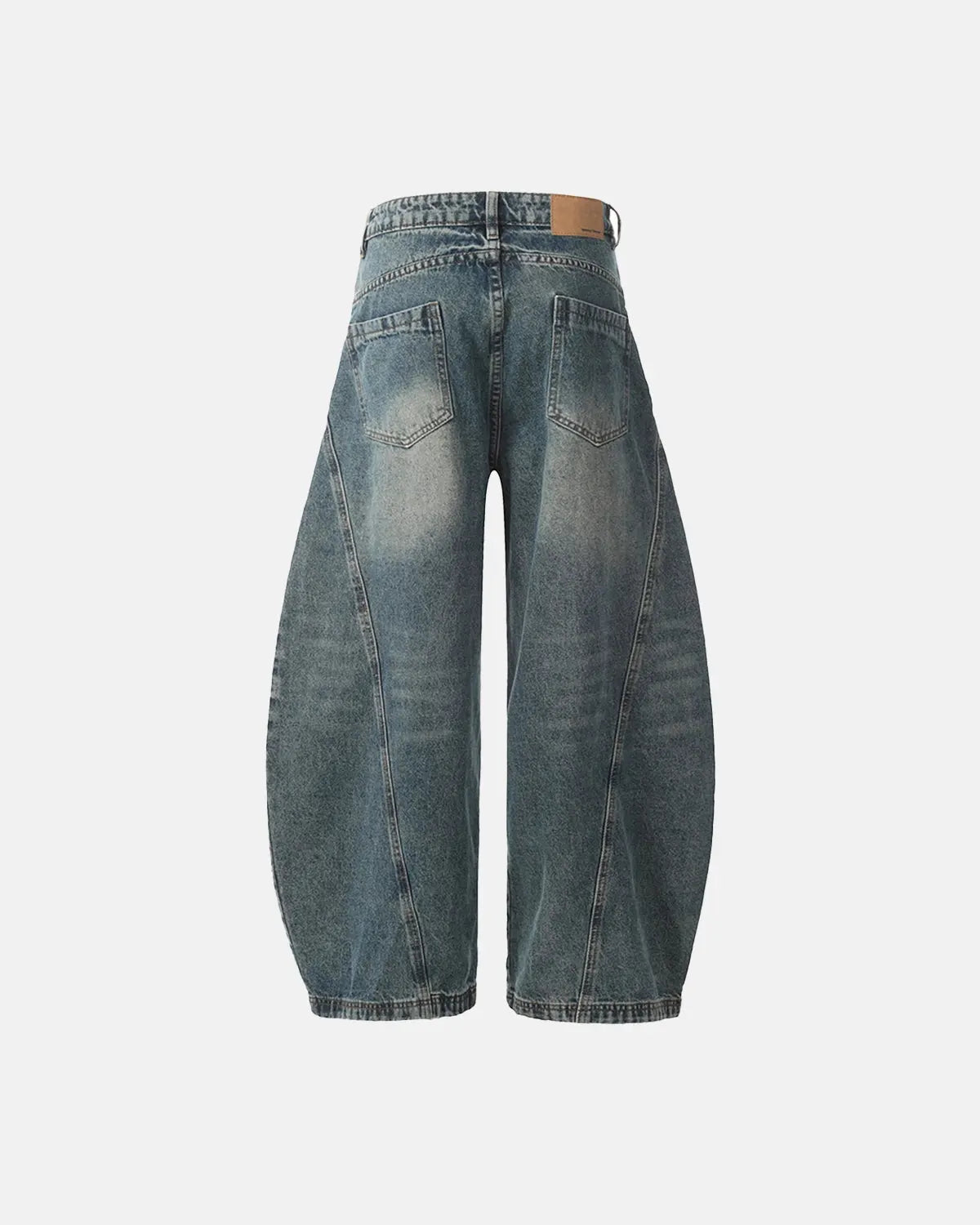 Jean baggy bleu délavé à coutures courbes – vue 5