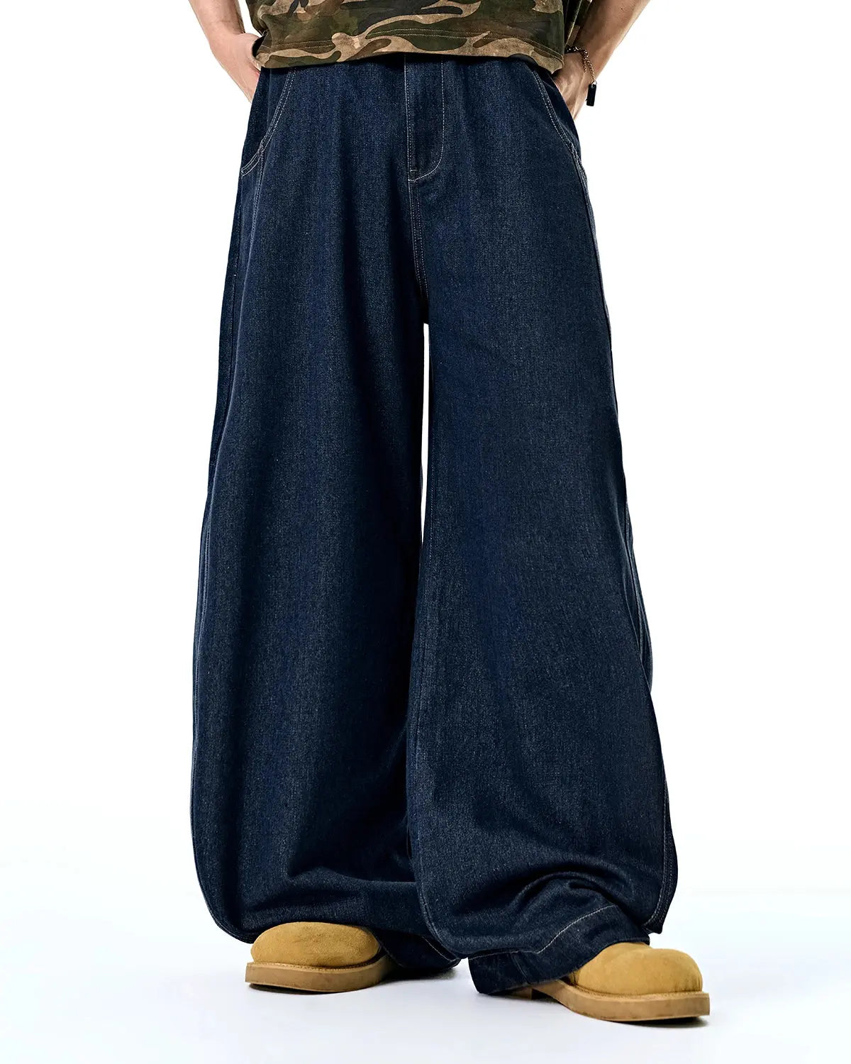 Jean baggy bleu délavé à coupe barrel – vue 7