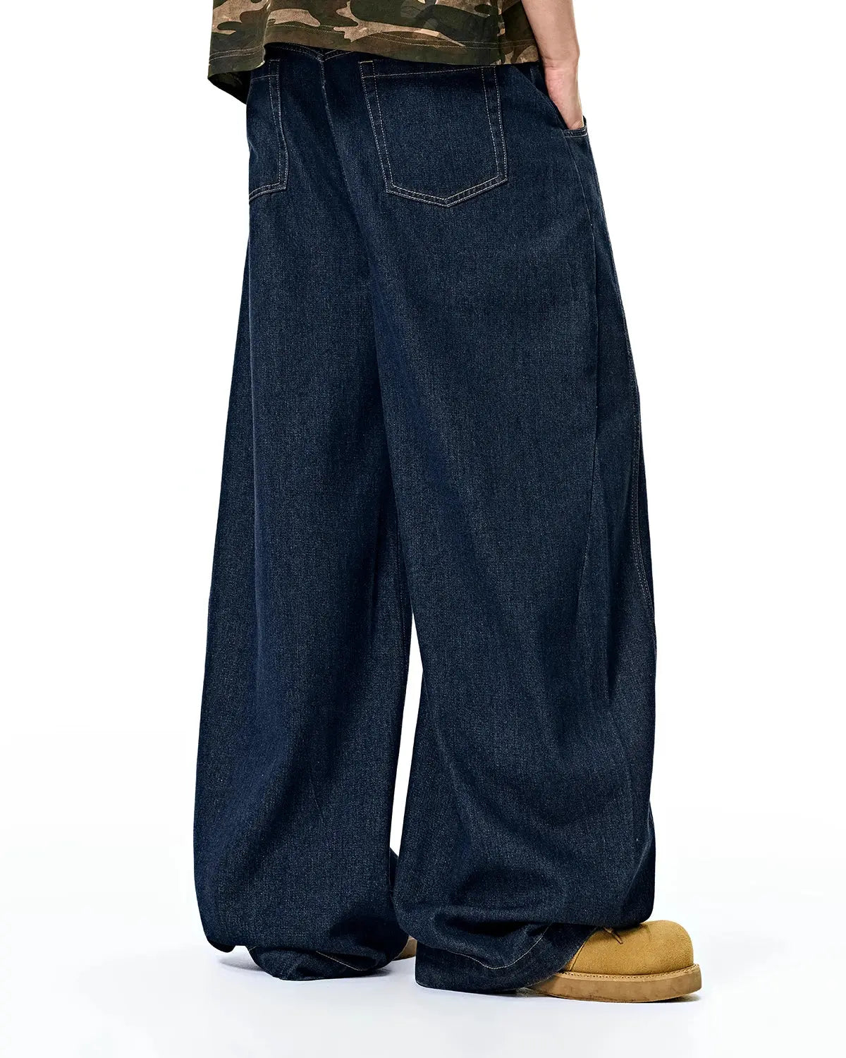 Jean baggy bleu délavé à coupe barrel – vue 8