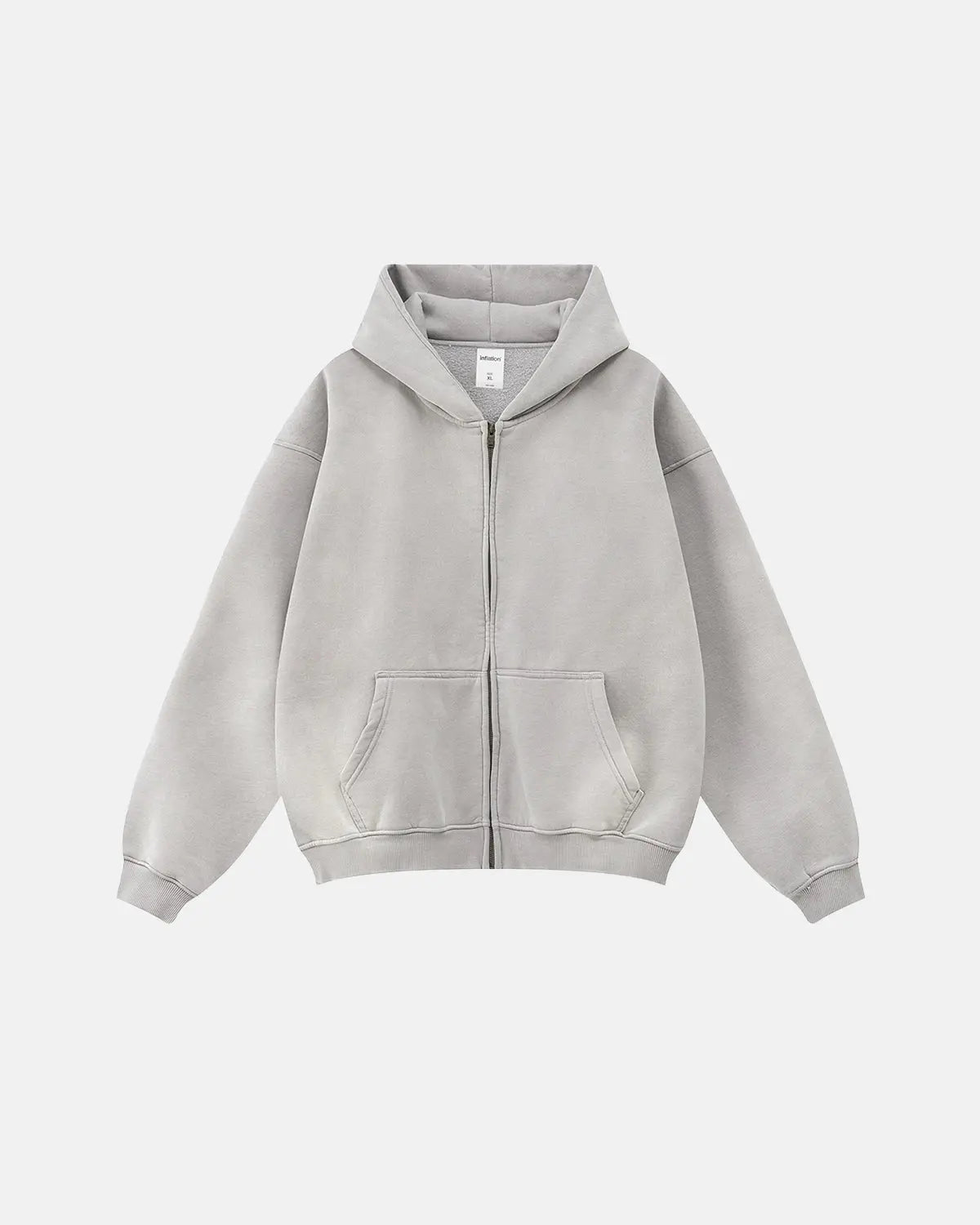 Sweat à capuche zippé uni délavé, coupe ample – vue 10
