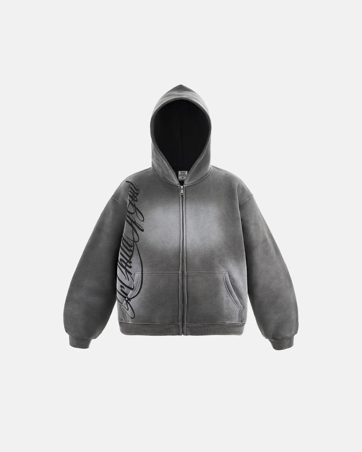 Sweat à capuche zippé délavé à motif latéral – vue 1