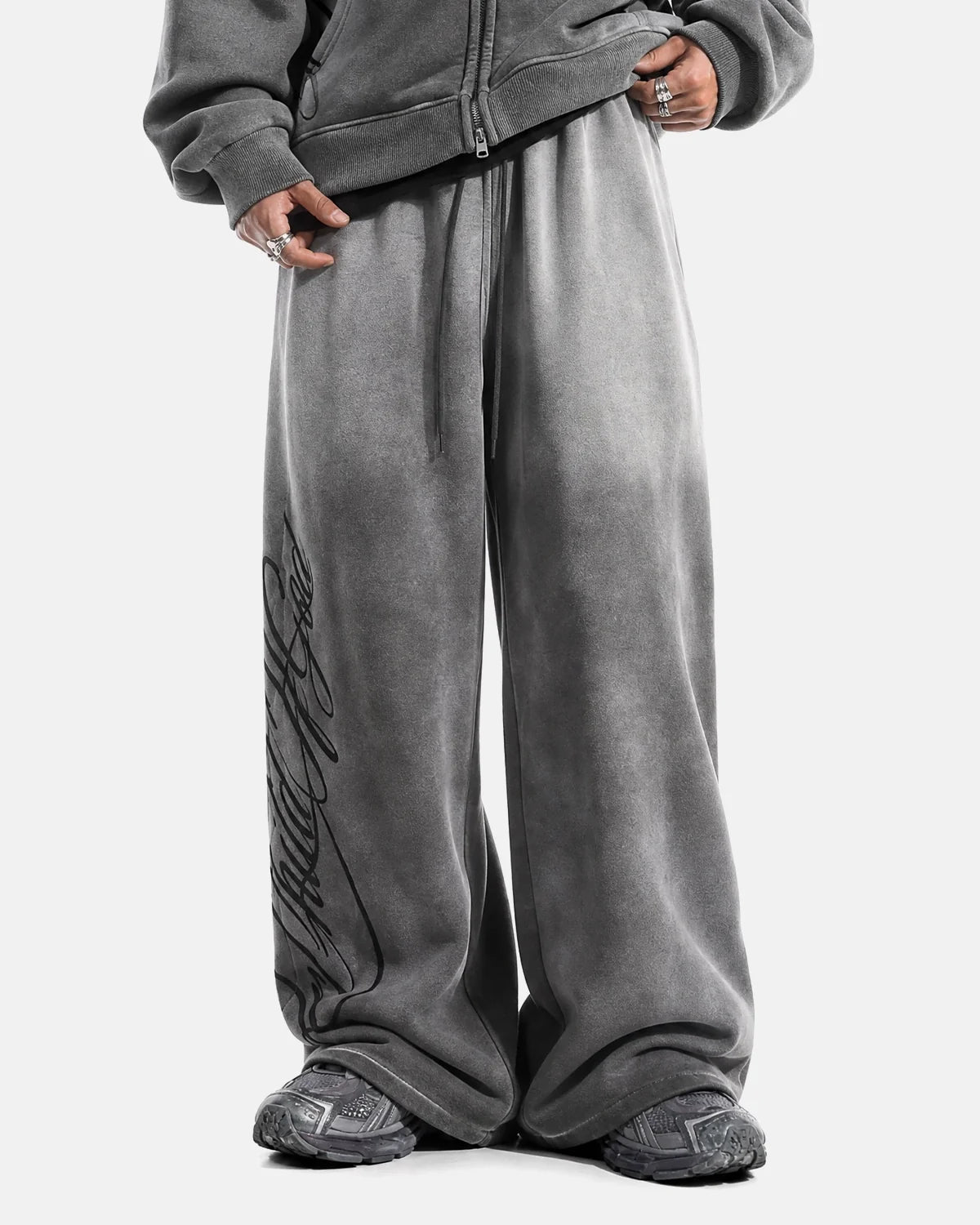 Pantalon de jogging large délavé à motif latéral – vue 2