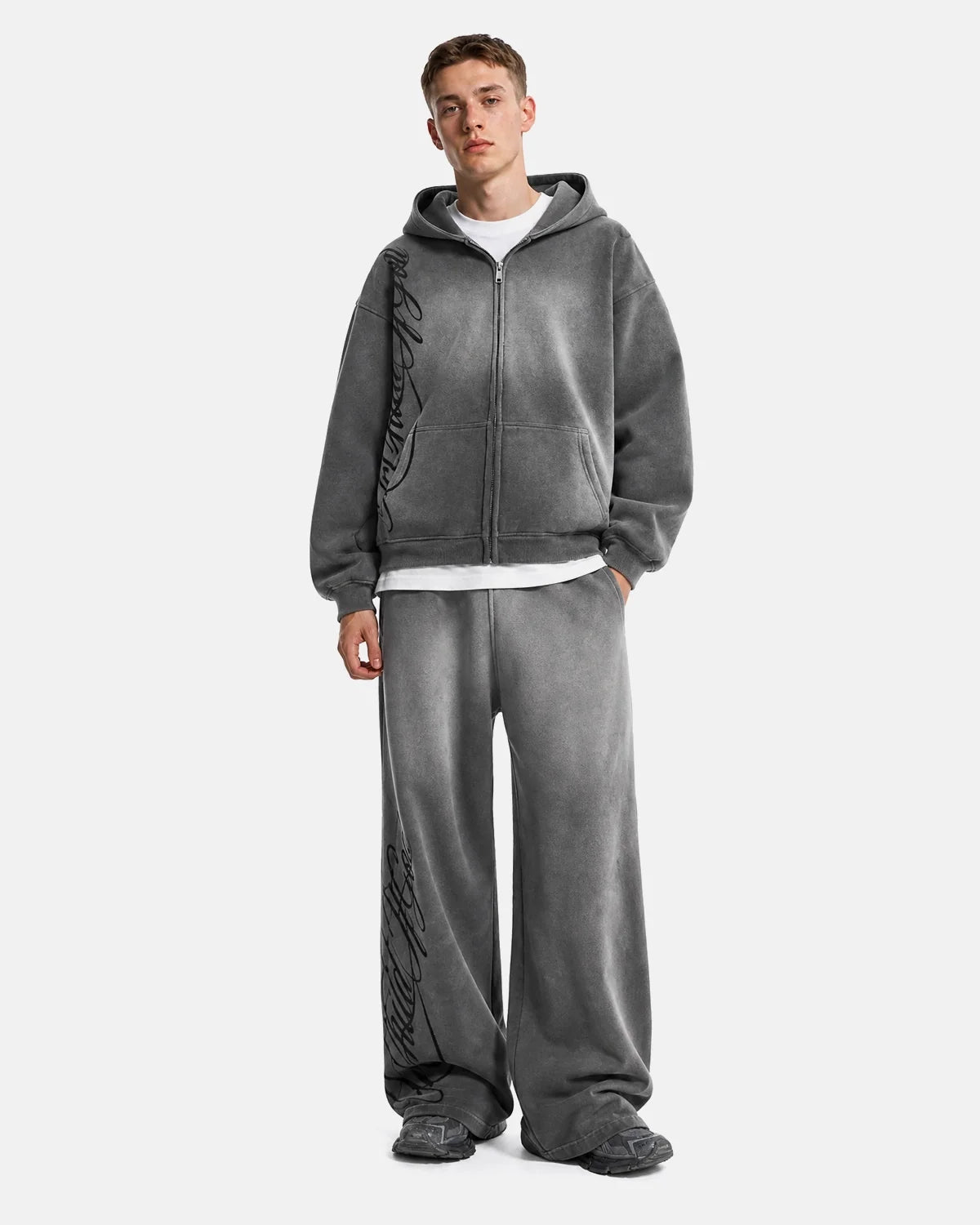 Pantalon de jogging large délavé à motif latéral – vue 4