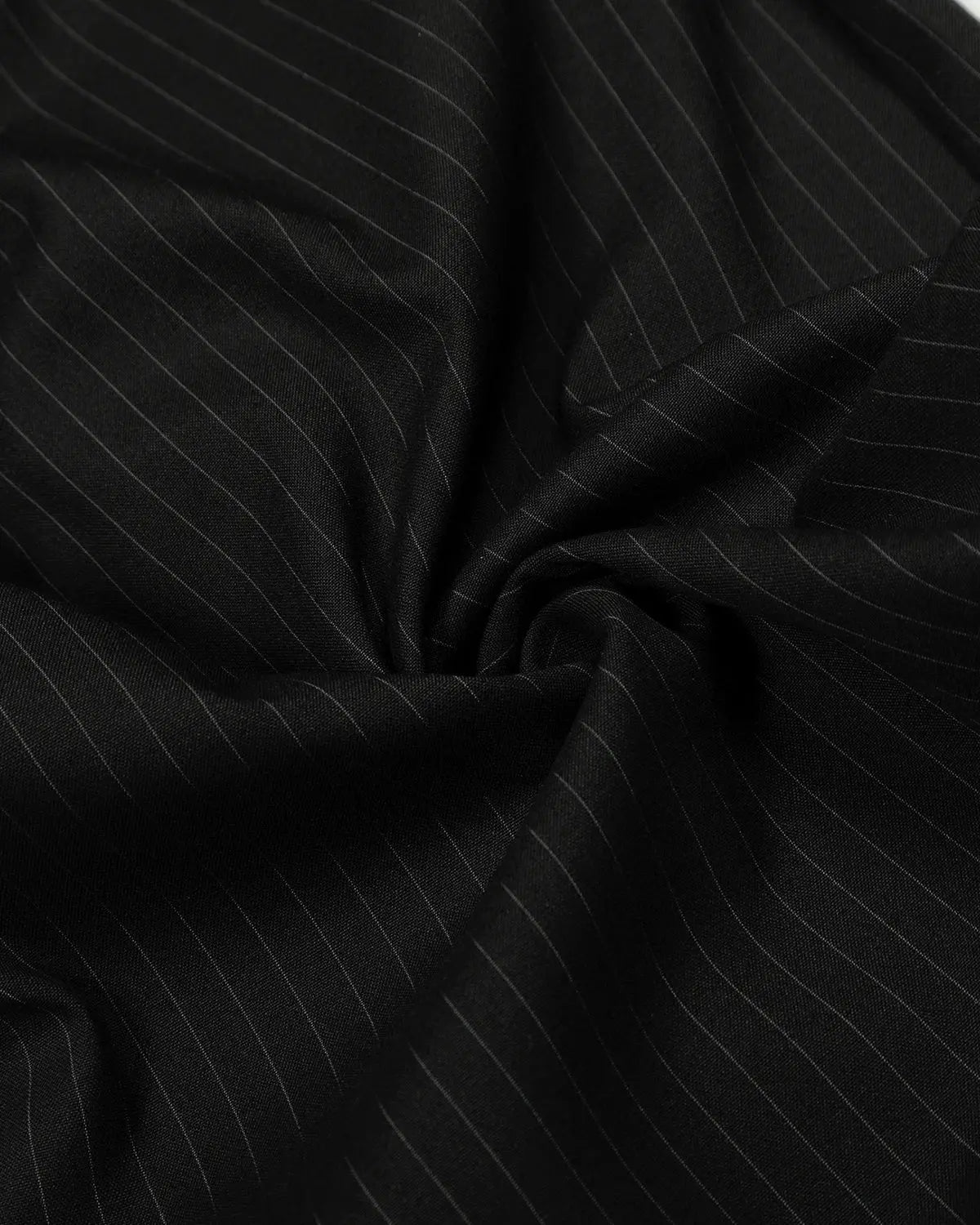 Pantalon noir à fines rayures coupe barrel – vue 11