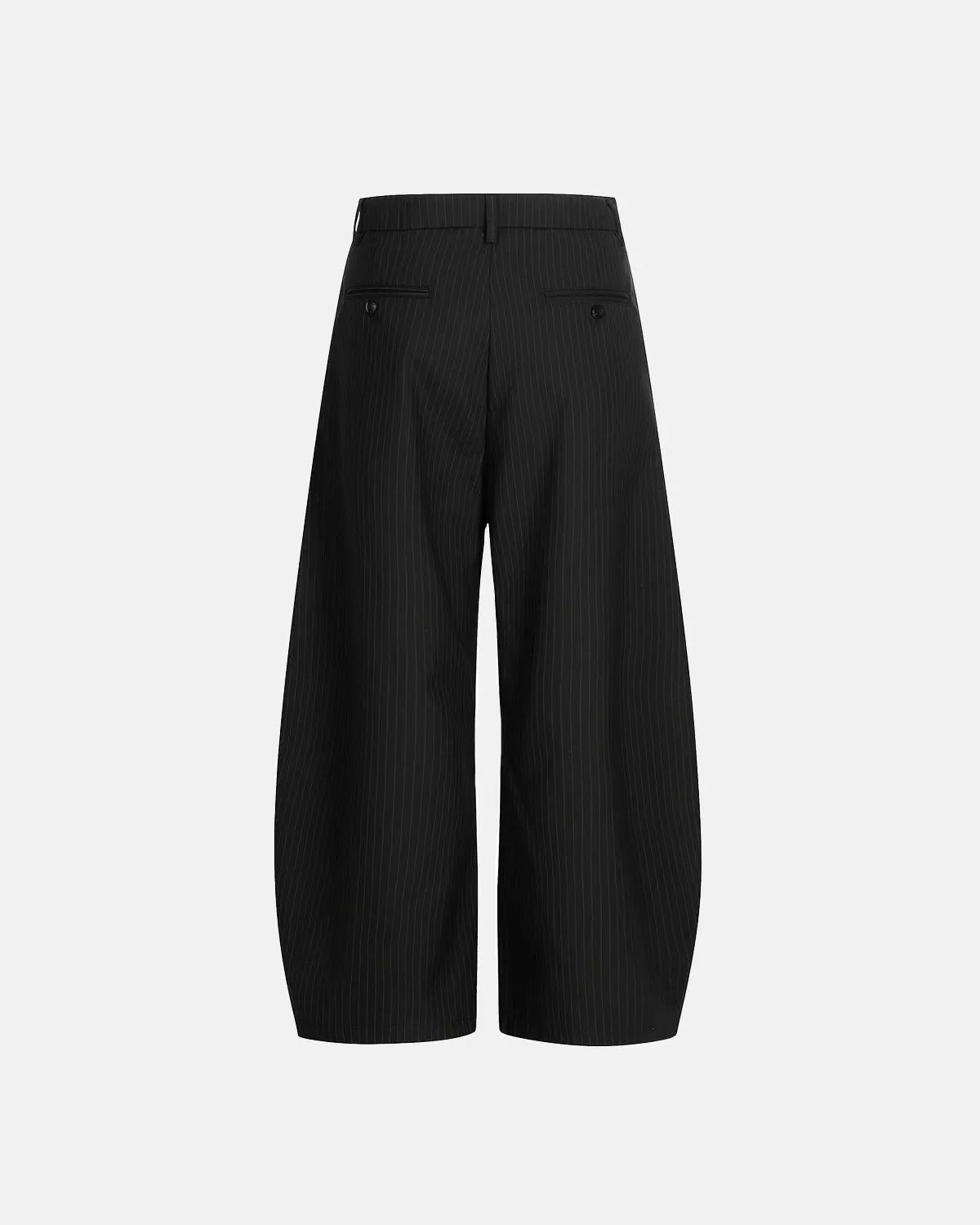 Pantalon noir à fines rayures coupe barrel – vue 2