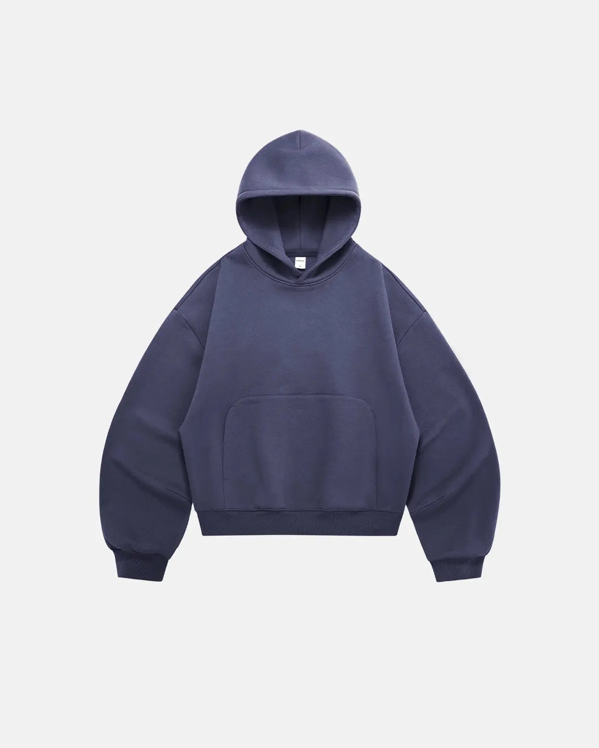 Sweat à capuche uni coupe boxy en molleton – vue 1