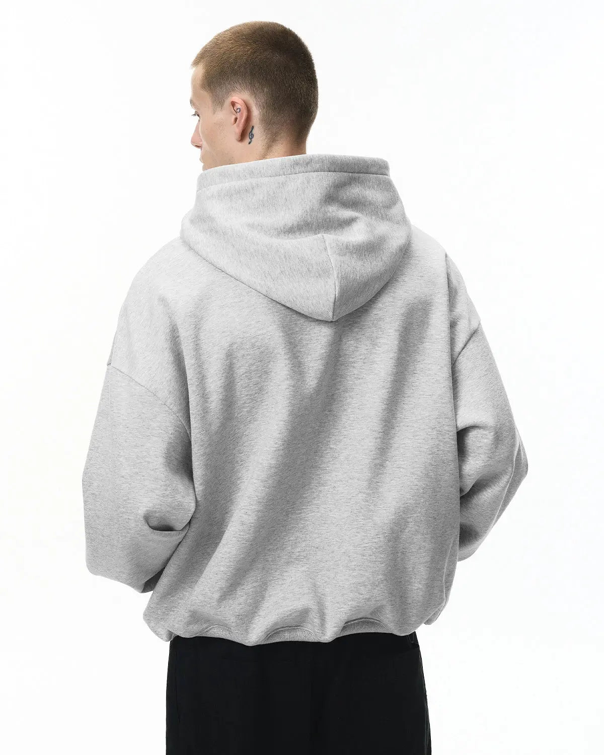 Sweat à capuche uni coupe boxy en molleton – vue 7