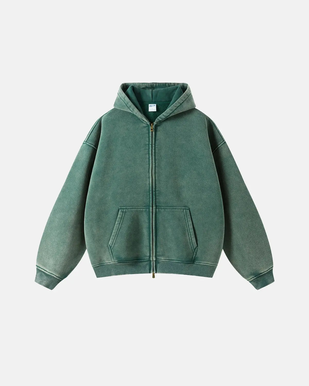 Sweat à capuche zippé délavé à finitions usées – vue 1